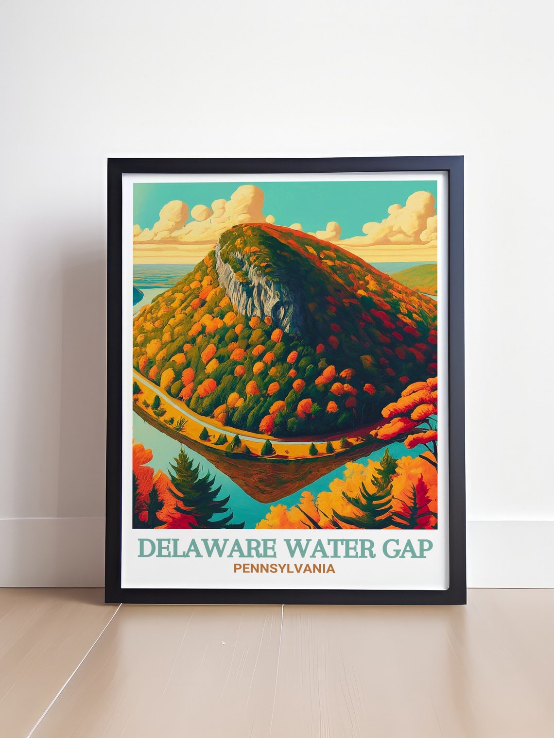 Mount Tammany In Peak Fall Foliage At Delaware Water Gap Poster - Image 4