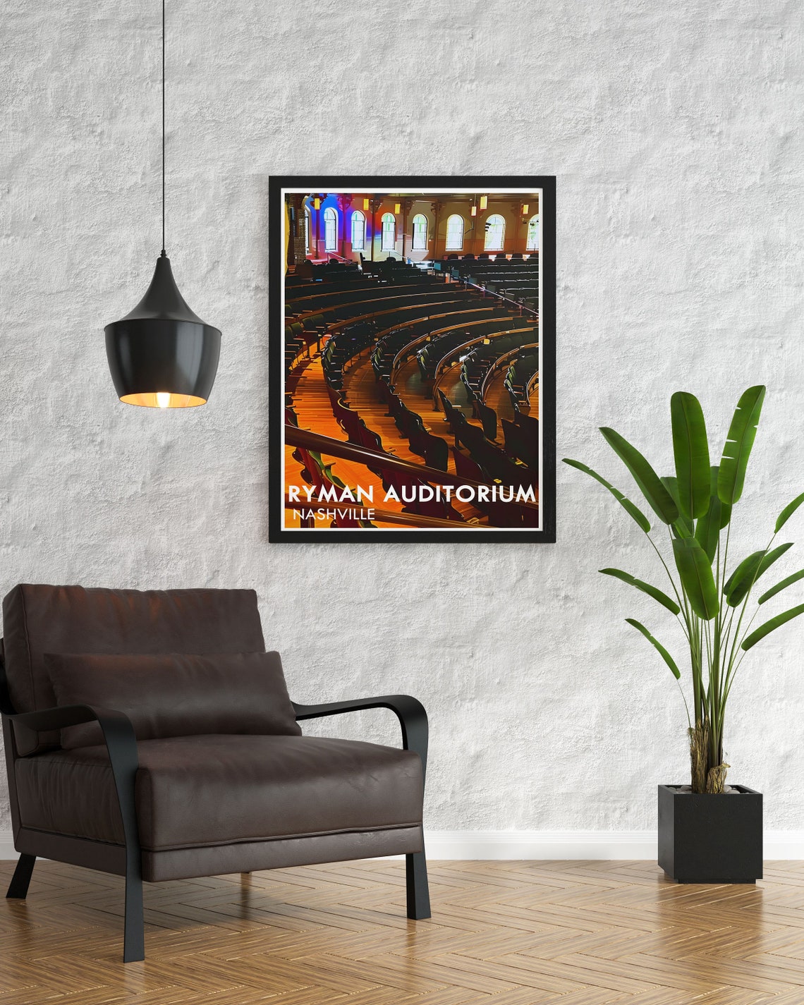 Ryman Auditorium Pews Stained Glass Nashville Concert Hall Poster - Image 2