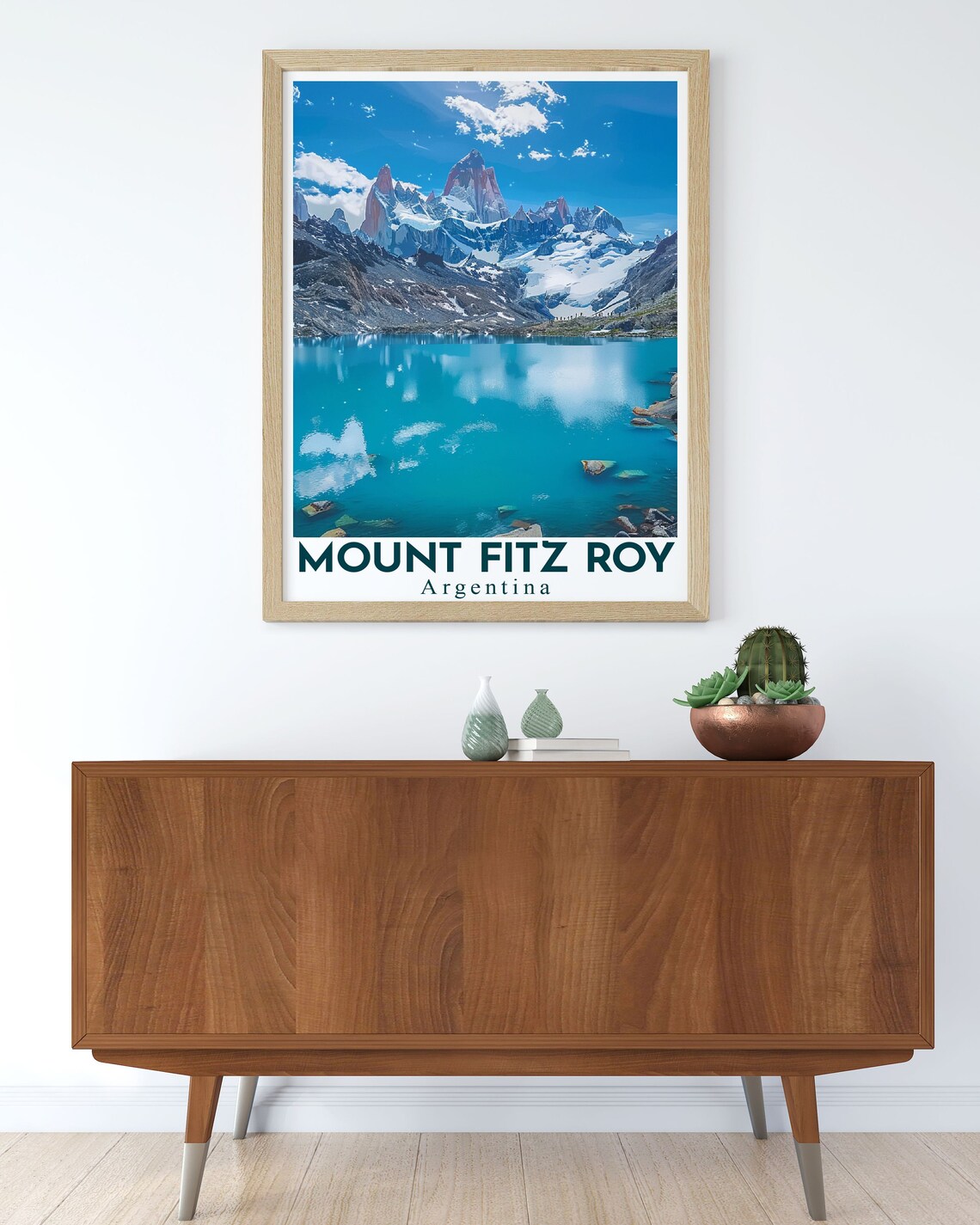Mount Fitz Roy Turquoise Lake Below Peak Patagonia Argentina Travel Poster - Image 2