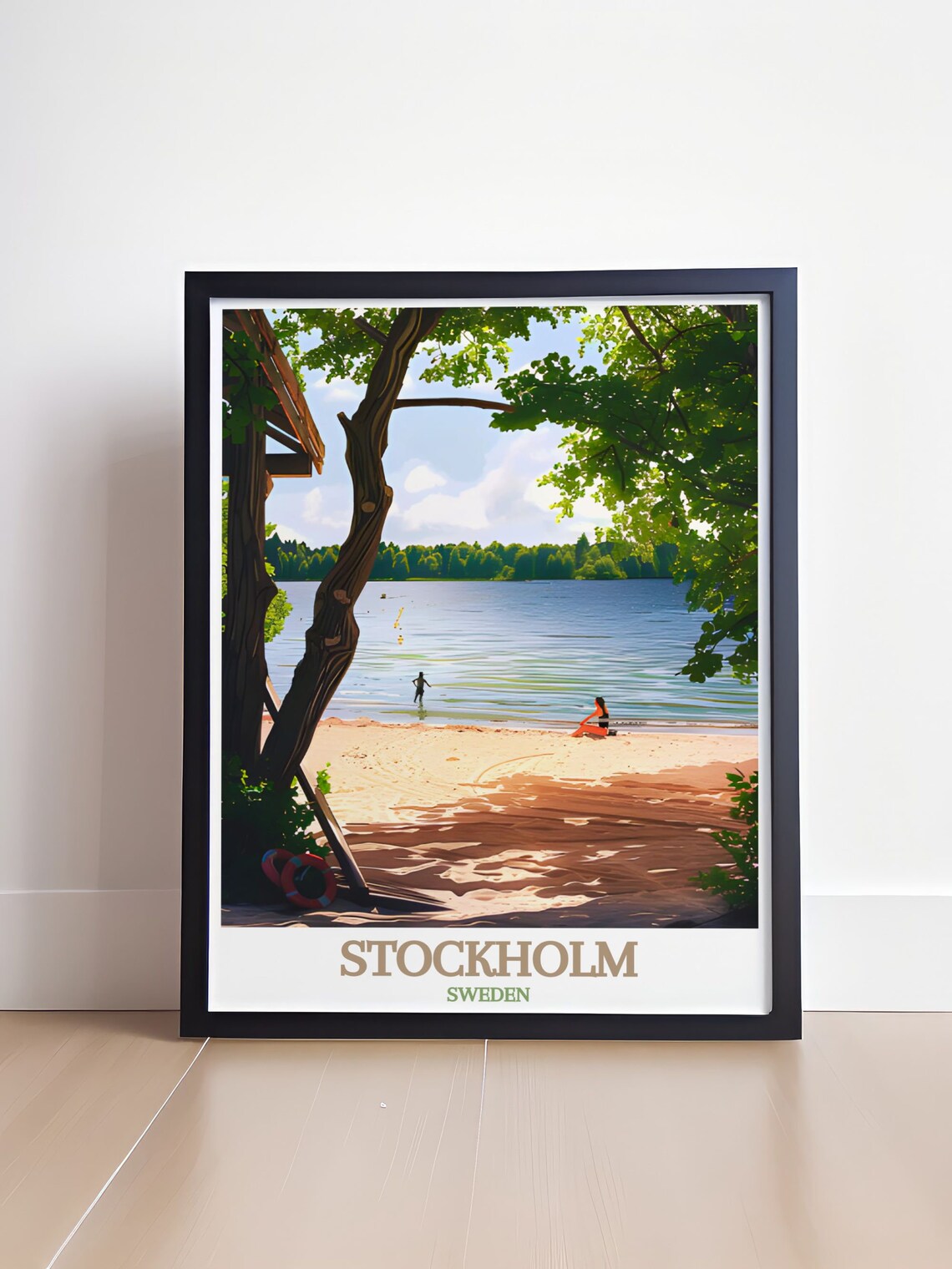 Stockholm Smedsuddsbade Lakeside Swim Beach Sweden Summer Poster - Image 4