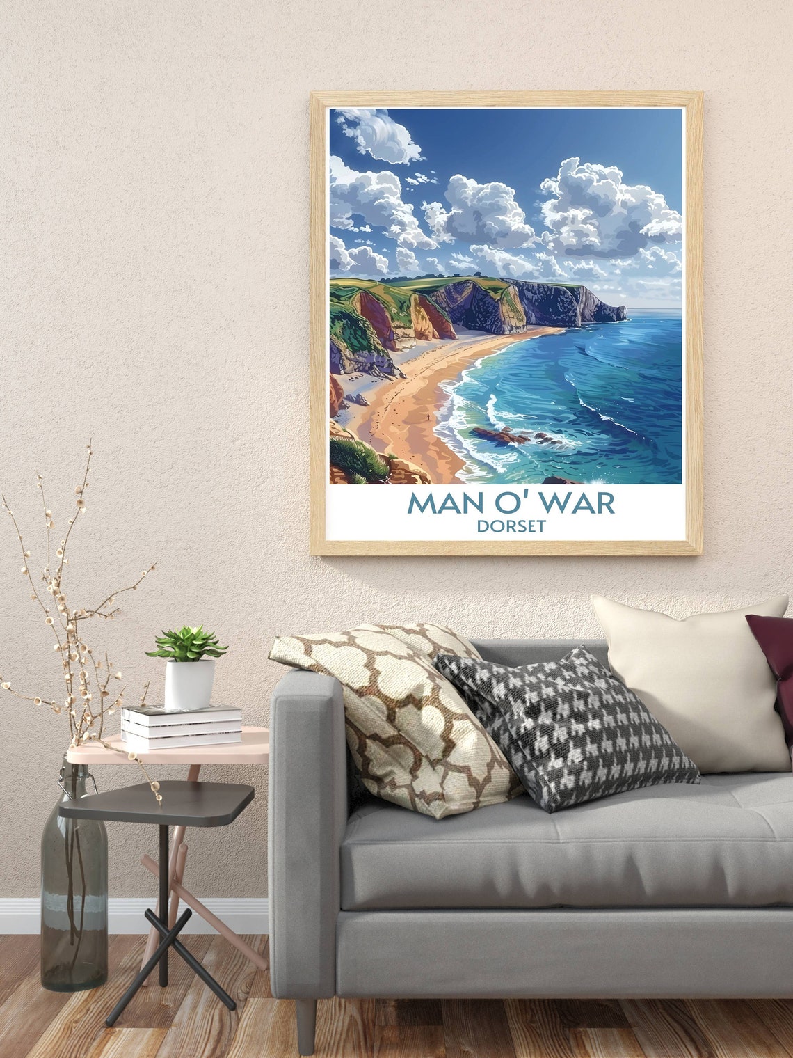 Man O War Dorset Jurassic Coast Beach Beneath Golden Cliffs Poster - Image 3