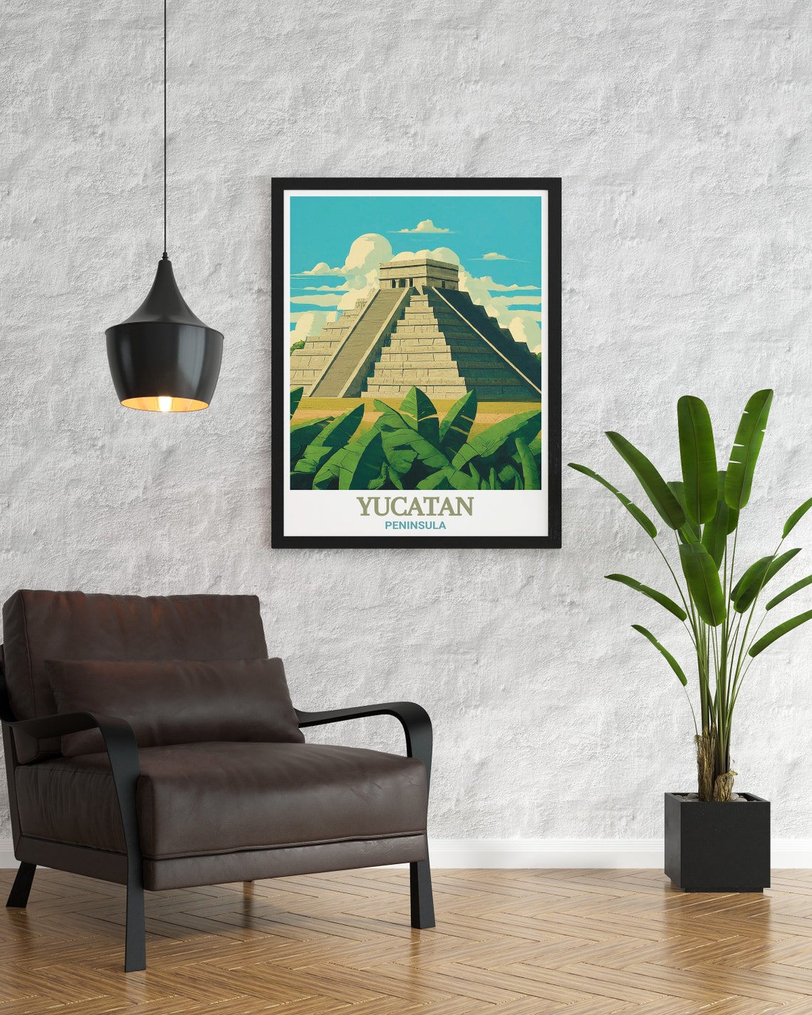Yucatan Peninsula Mayan Step Pyramid Jungle Mexico Travel Poster - Image 3
