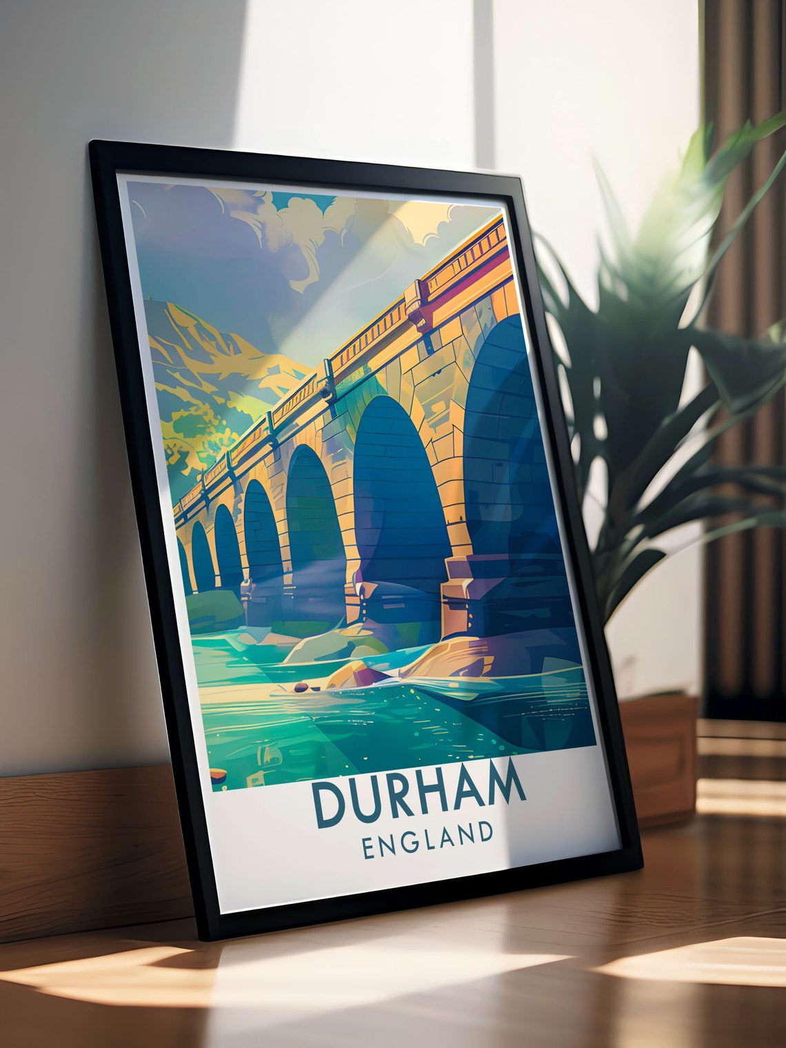 Durham England Prebends Bridge Stone Arches Over the River Poster - Image 3
