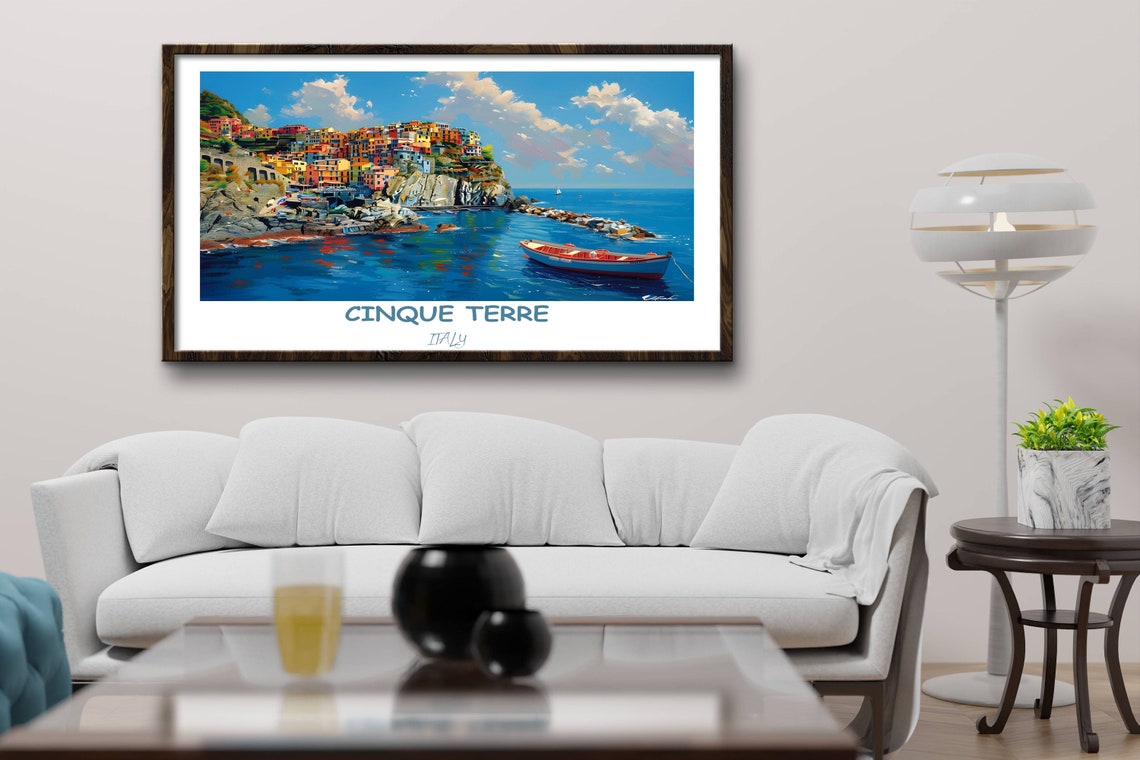 Cinque Terre Travel Print Manarola Painting Cinque Terre Poster Italy Travel Print Italy Poster Manarola Oil Painting - Image 2