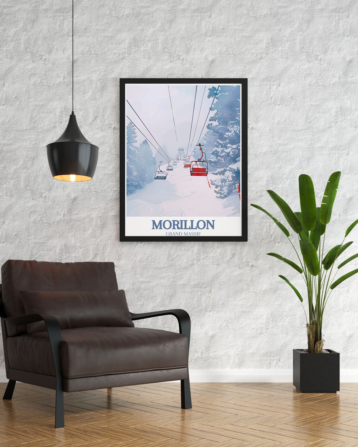Morillon Ski Resort Travel Print French Alps Grand Massif Retro Ski Poster Morillon France Ski Resort Print French Alps Art - Image 3