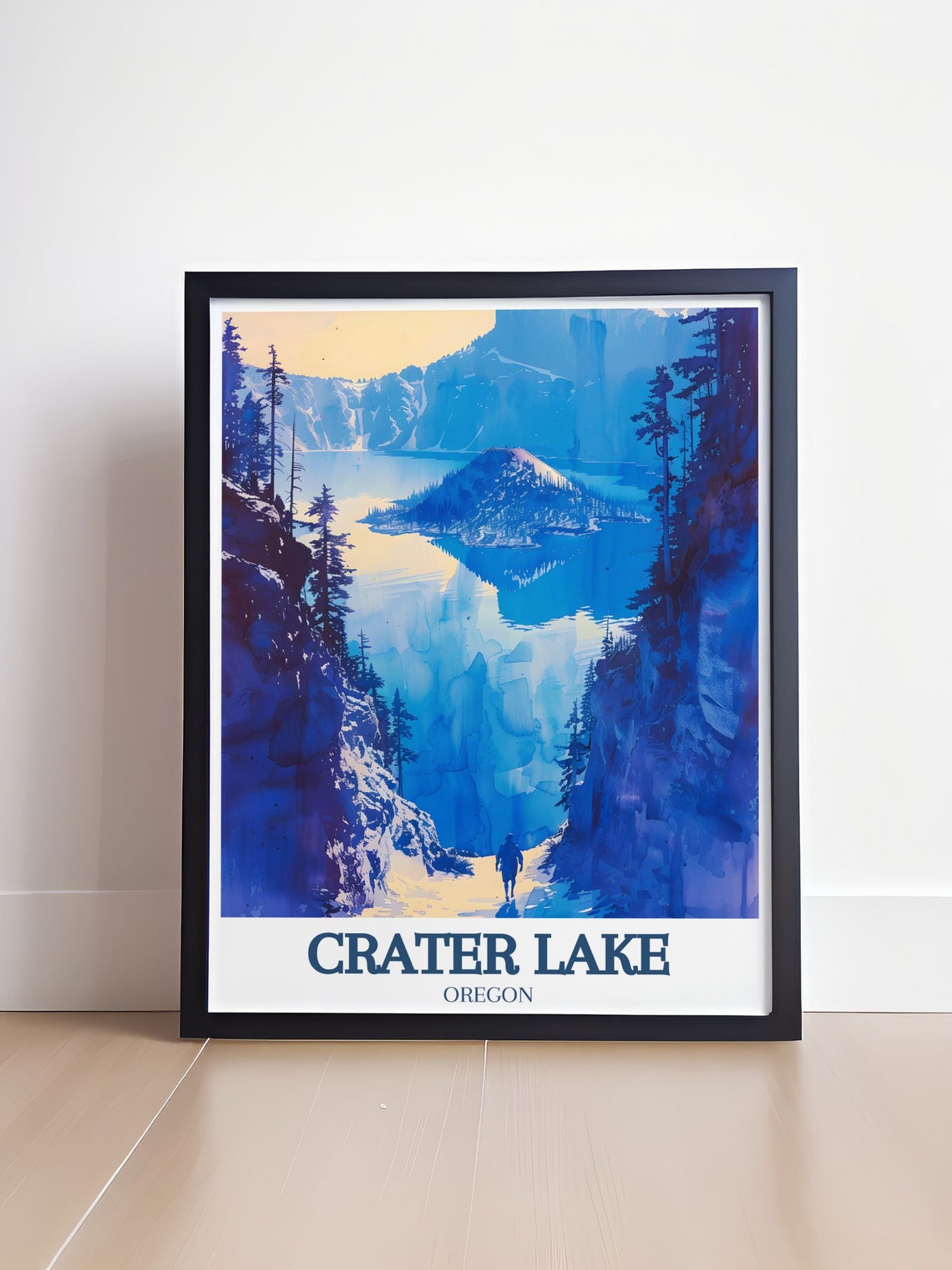 Crater Lake Oregon Wizard Island Deep Blue Water Travel Poster - Image 4