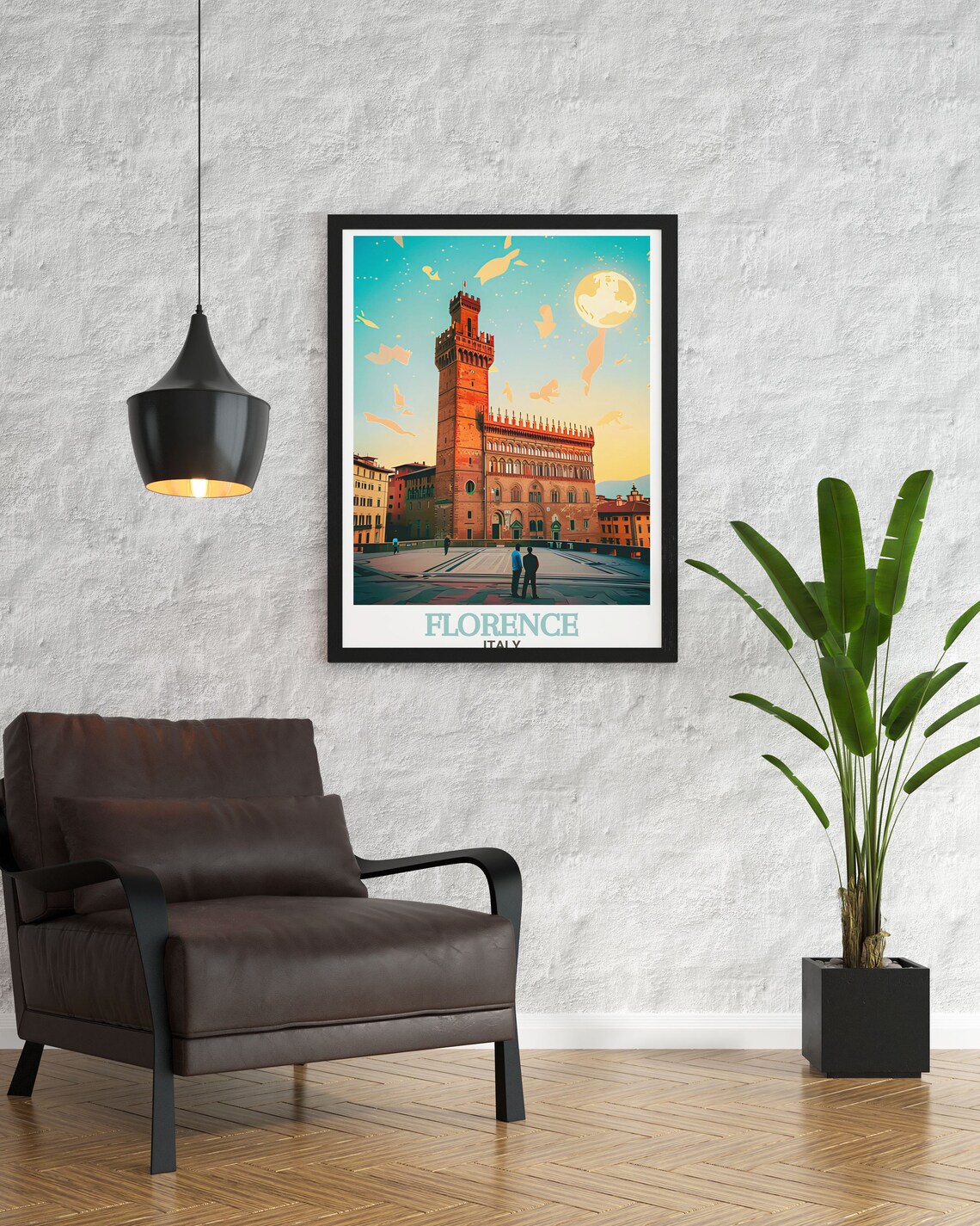 Florence Palazzo Vecchio Tower Piazza della Signoria Dusk Poster - Image 2