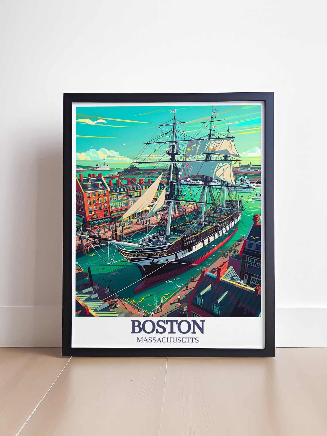 Massachusetts Boston USS Constitution Tall Ship Harbor Poster - Image 4