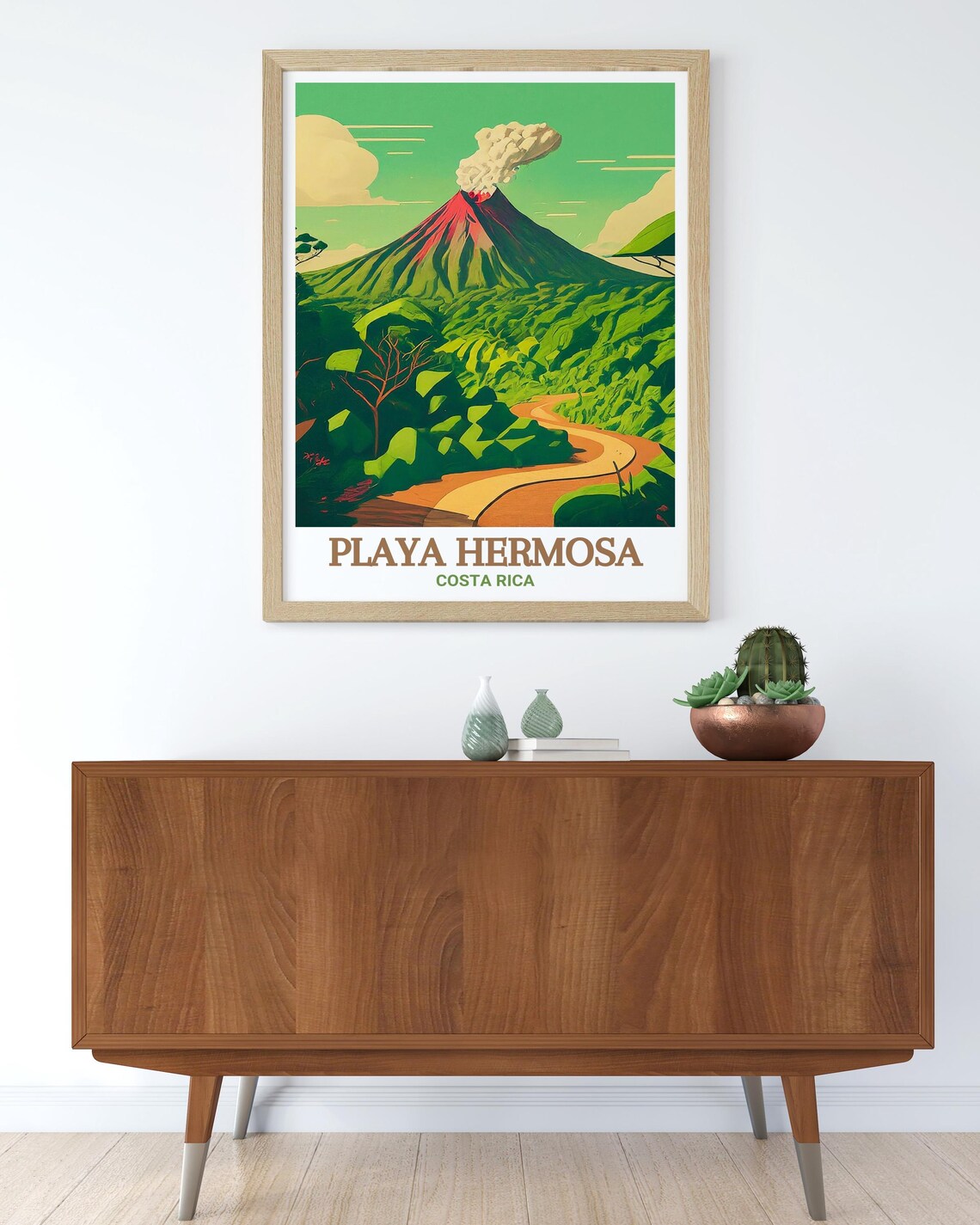 Playa Hermosa Costa Rica Smoking Volcano Over Green Jungle Poster - Image 4