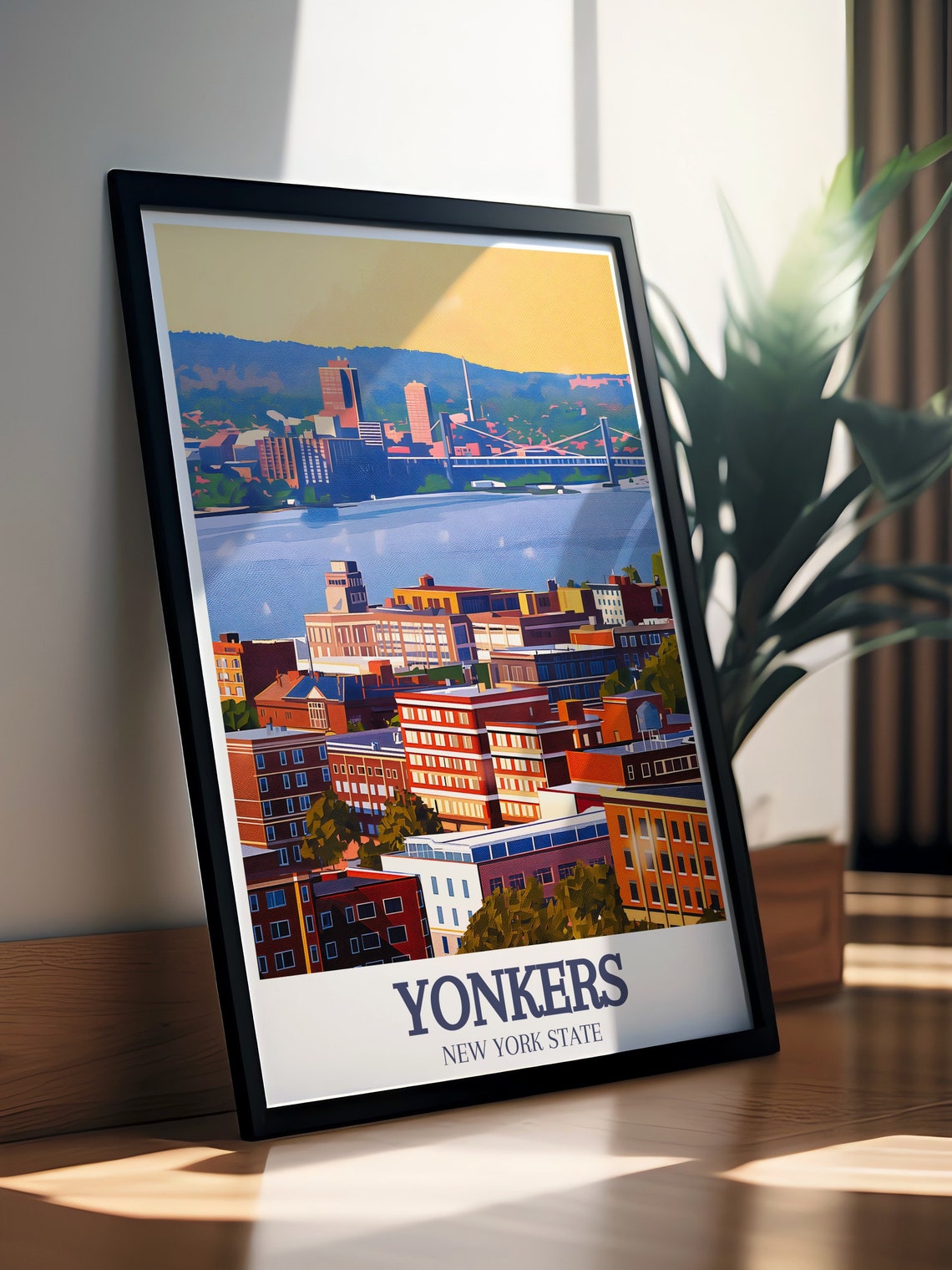 Yonkers New York Hudson River Downtown Cityscape Travel Poster - Image 4