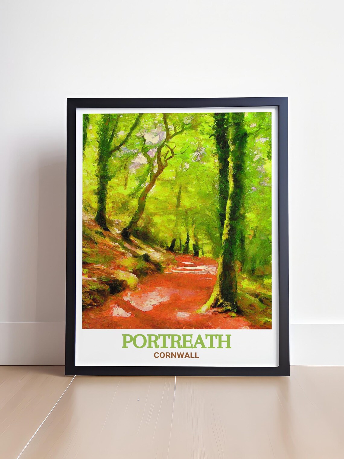 Portreath Cornwall Sunlit Forest Path Woodland Travel Poster - Image 4