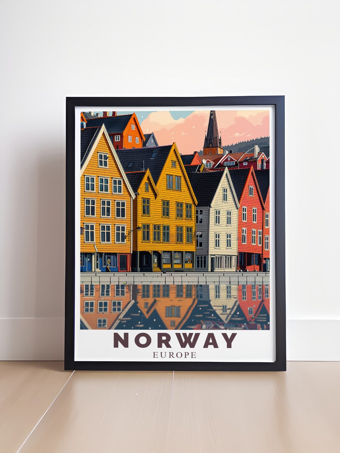 Bryggen Bergen Colorful Wharf Houses Norway Scenic Travel Poster - Image 4