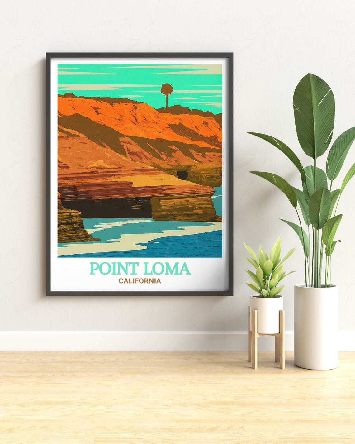 Point Loma California Sunset Cliffs Bold Orange Rocks Travel Poster - Image 2