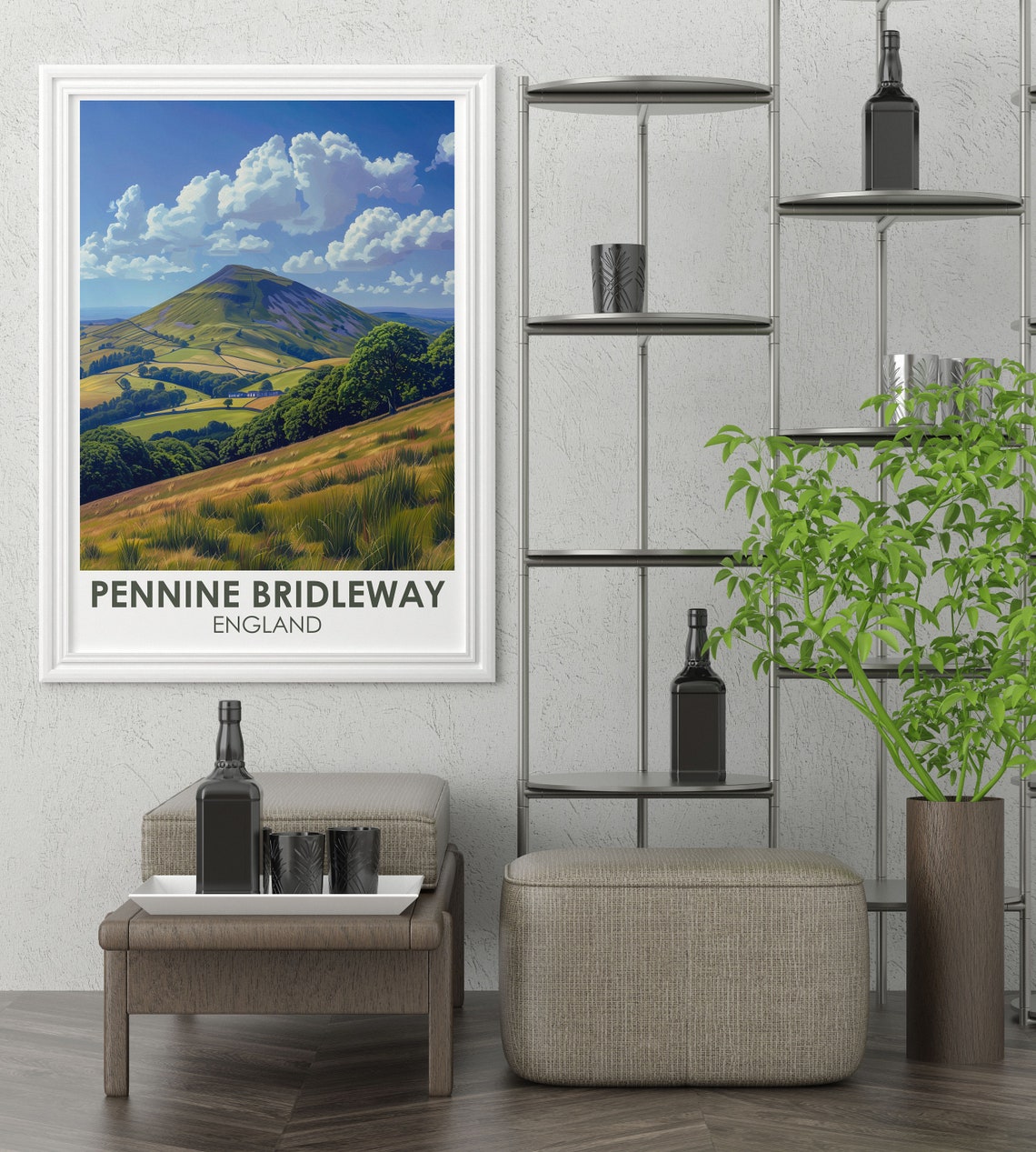 Pennine Bridleway Pendle Hill Rolling Fields England Hills Poster - Image 2
