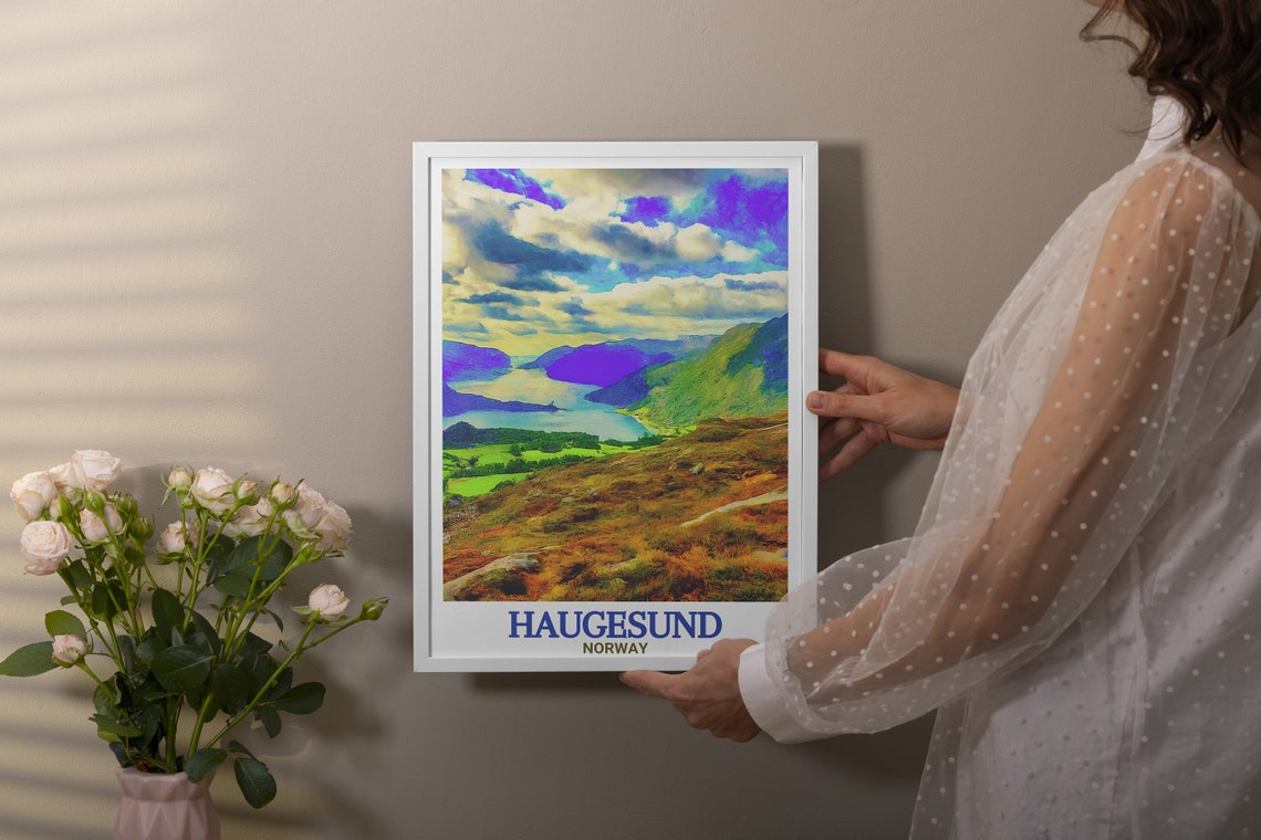 Haugesund Travel Print Steinsfjellet Art Norway Travel Art Steinsfjellet Travel Poster Steinsfjellet Travel Print - Image 2