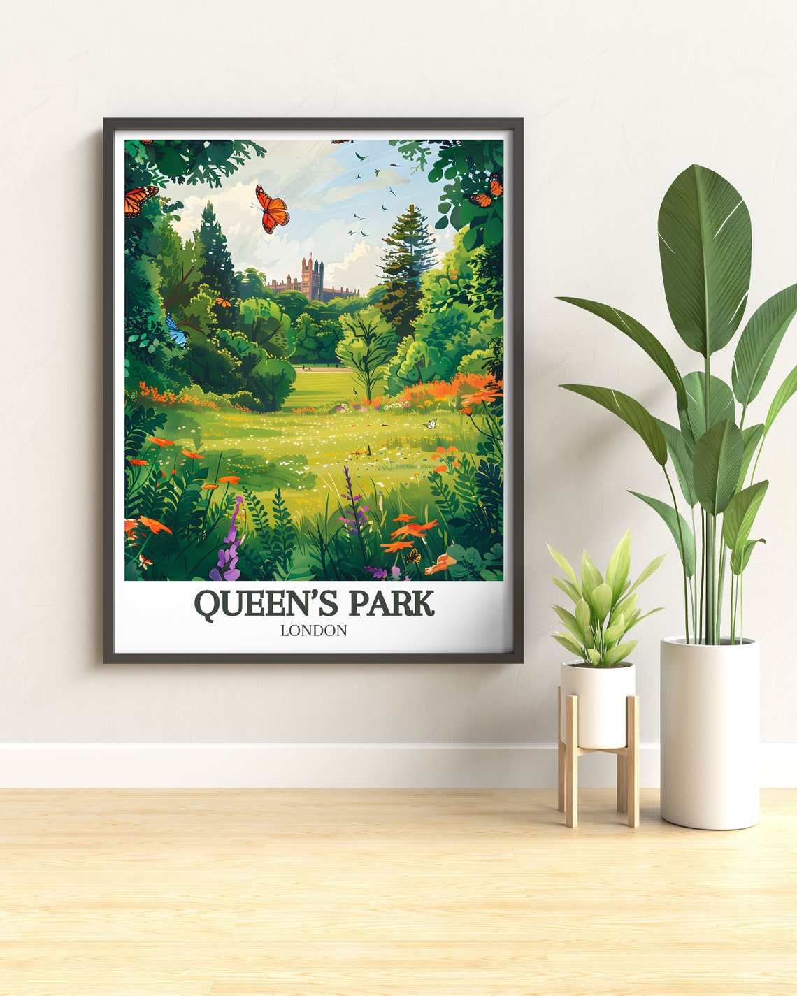 Queen's Park London Butterfly Garden Travel Poster Green Oasis - Image 3