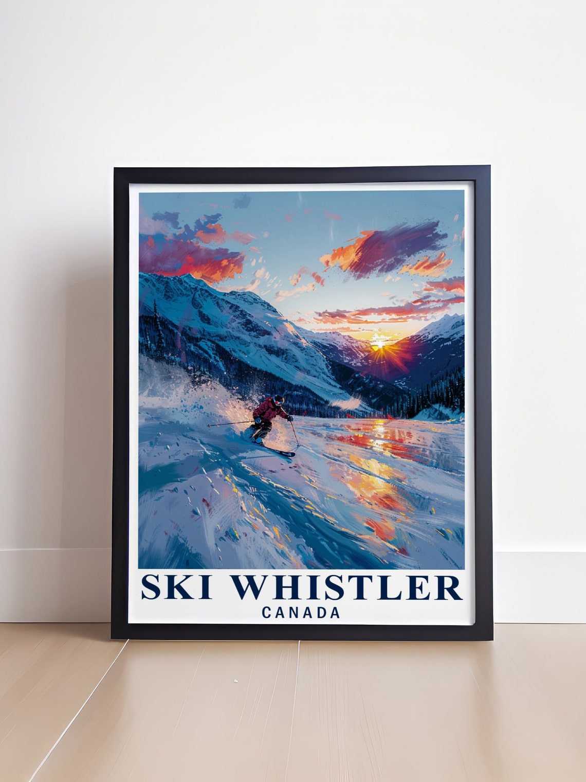 Ski Whistler Sunset Powder Skier Mountain Canada Winter Poster - Image 4
