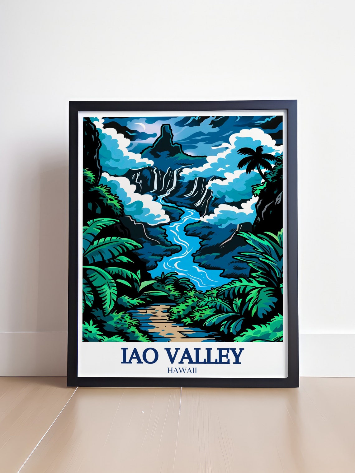 Iao Valley Hawaii Dramatic Moonlit Waterfalls And River Gorge Poster - Image 4