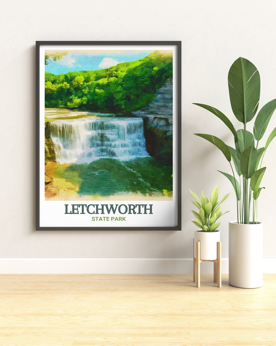 Letchworth State Park Wide Curtain Falls Scenic Nature Poster - Image 2