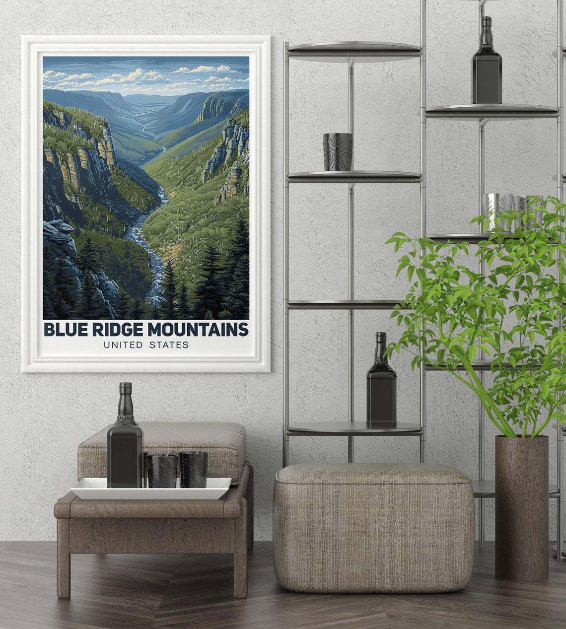 Blue Ridge Mountains Poster Linville Gorge Canyon River Landscape - Image 2