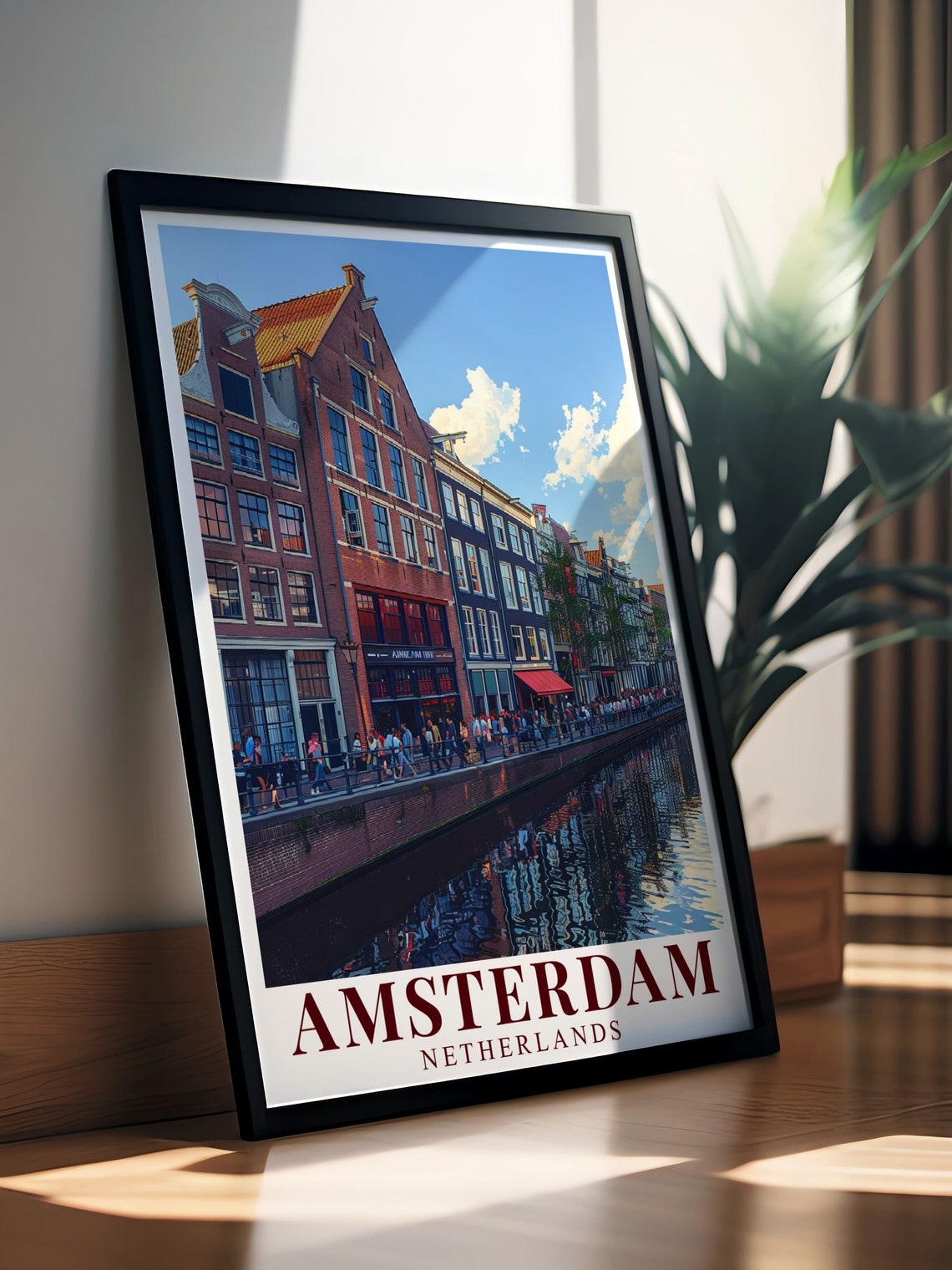 Amsterdam Anne Frank House Poster Overlooking the Busy Canal - Image 3