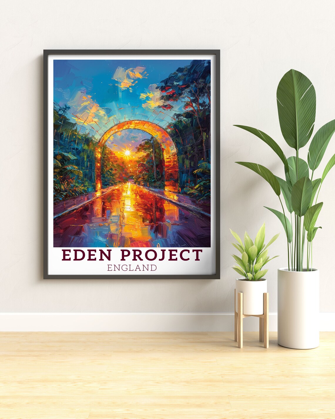 Eden Project Sunset Greenhouse Tunnel England Travel Art Poster - Image 3