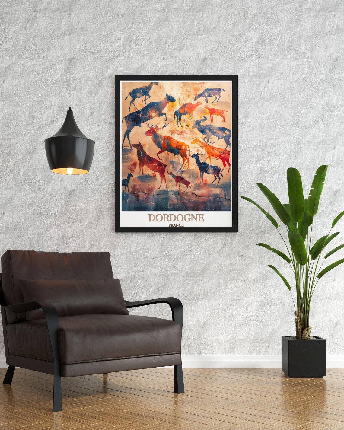 Dordogne France Prehistoric Cave Art with Deer Silhouette Poster - Image 2