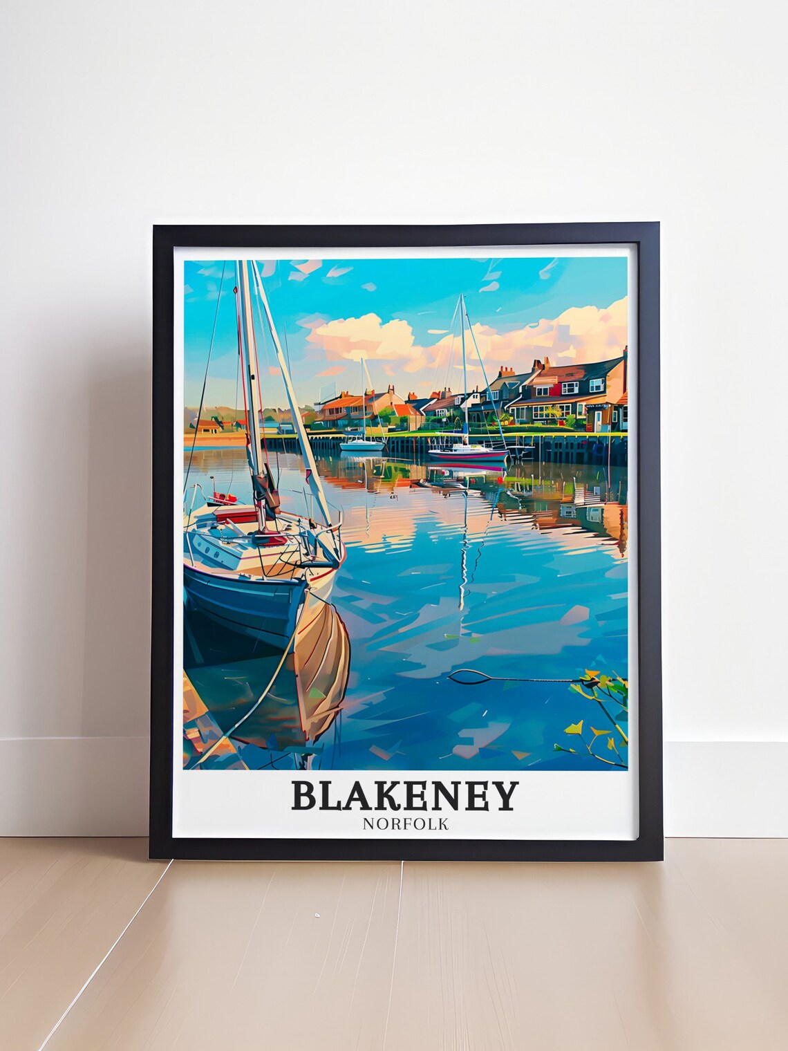 Blakeney Norfolk Harbour Sailboats Sunset England Travel Poster - Image 4