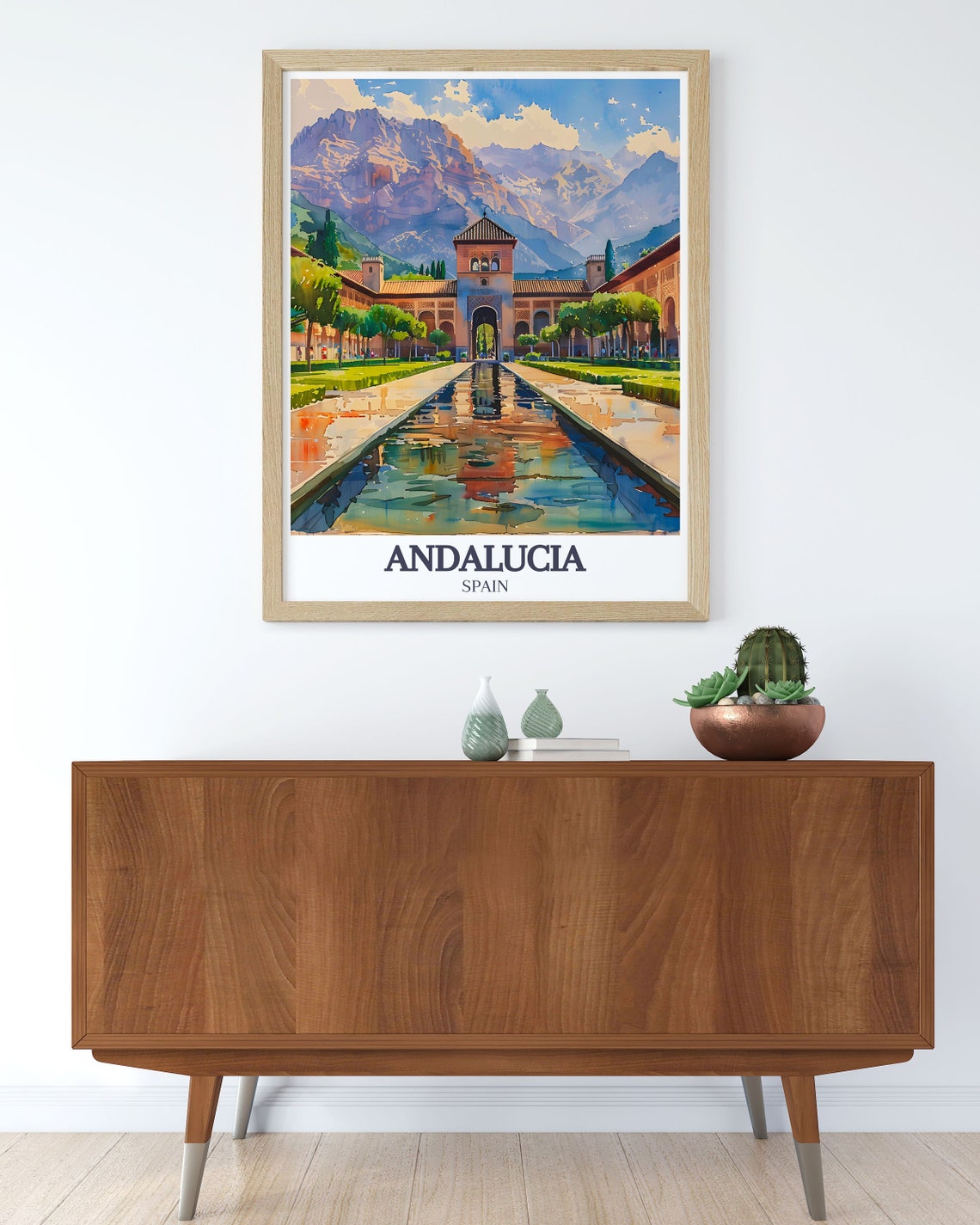 Andalucia Spain Alhambra Palace Courtyard Reflection Poster Art - Image 2