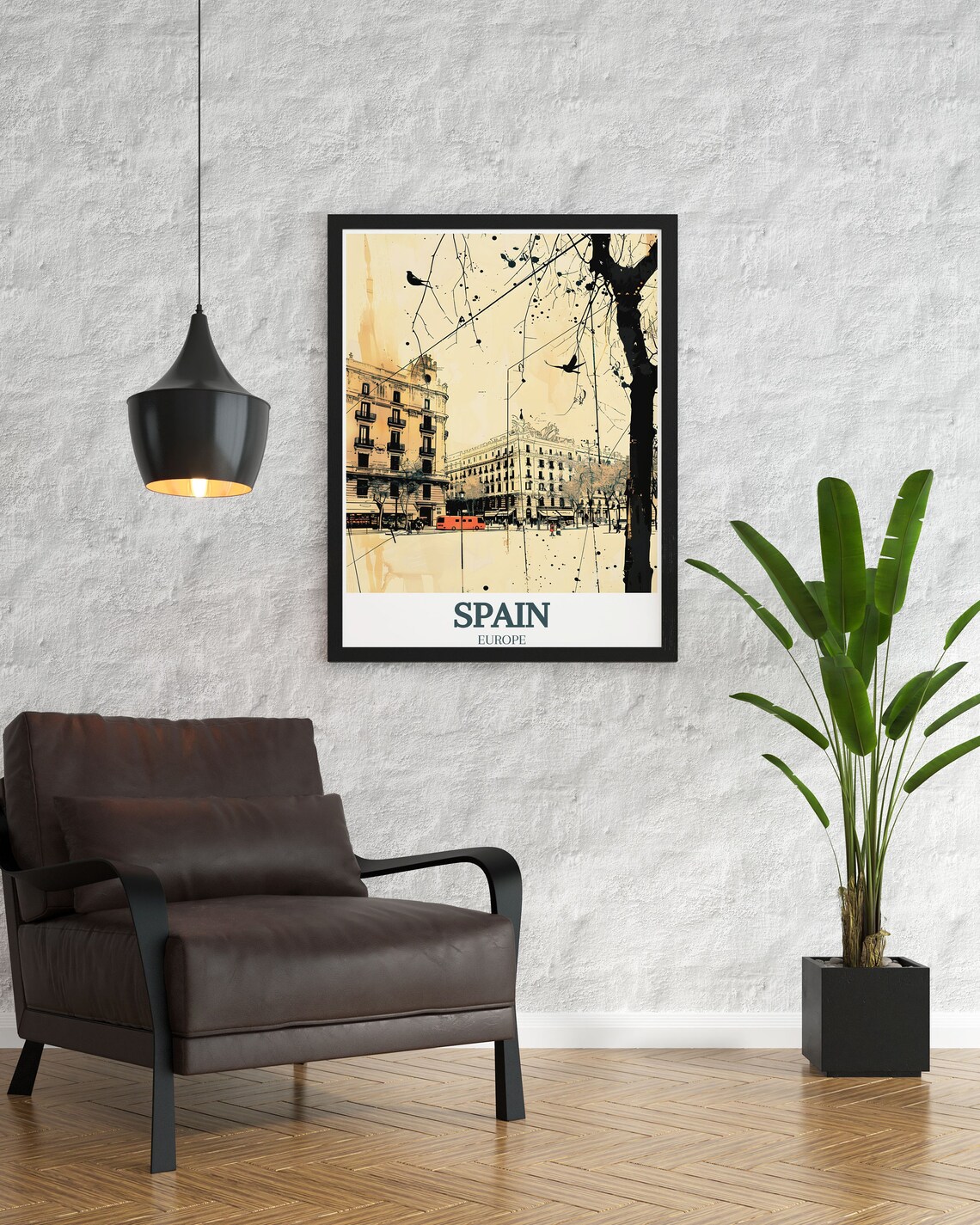 Spain Barcelona La Rambla Street Artistic Sketch Boulevard Travel Poster - Image 2