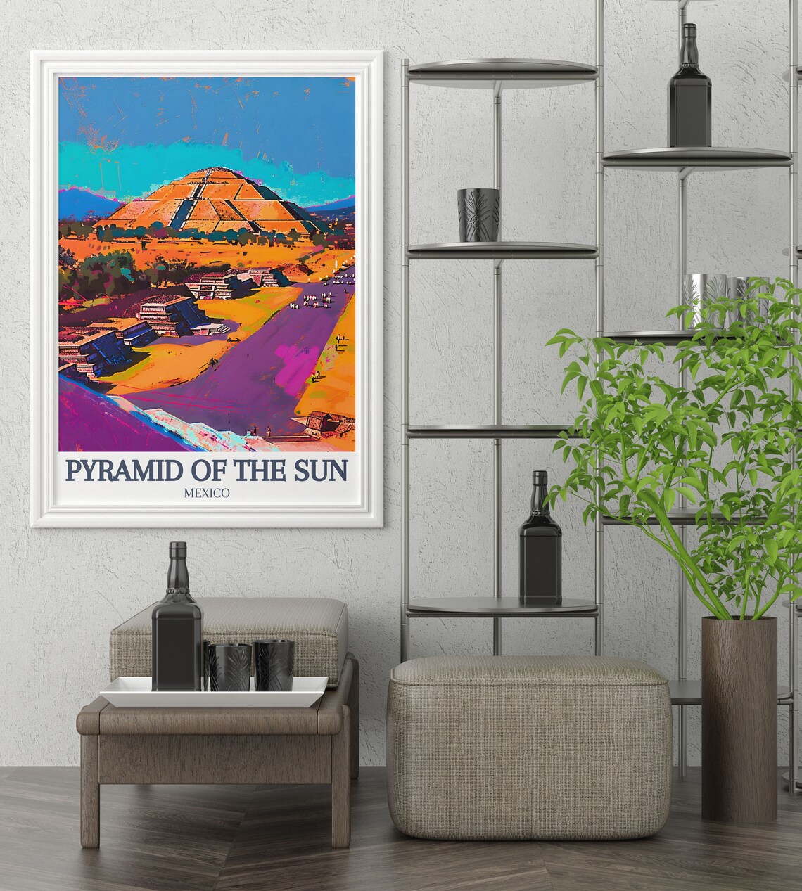 Pyramid of the Sun Purple Haze Avenue Dusk Mexico Travel Poster - Image 3