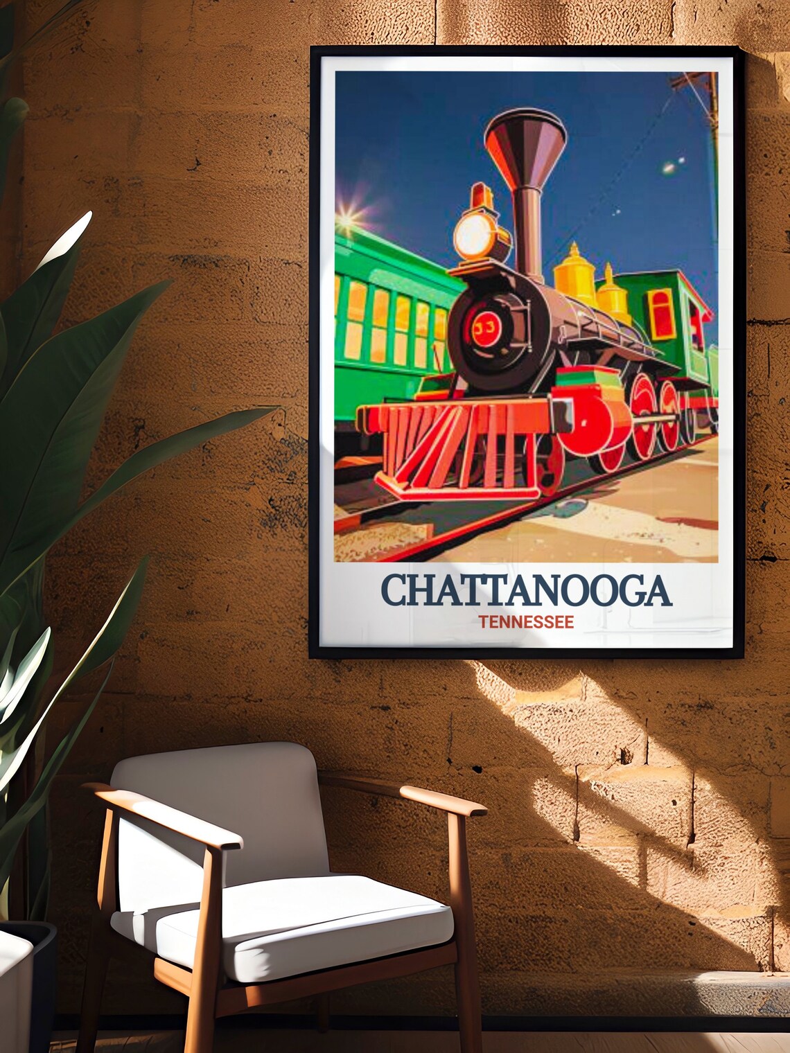 Chattanooga Tennessee Vintage Steam Locomotive Travel Poster - Image 3