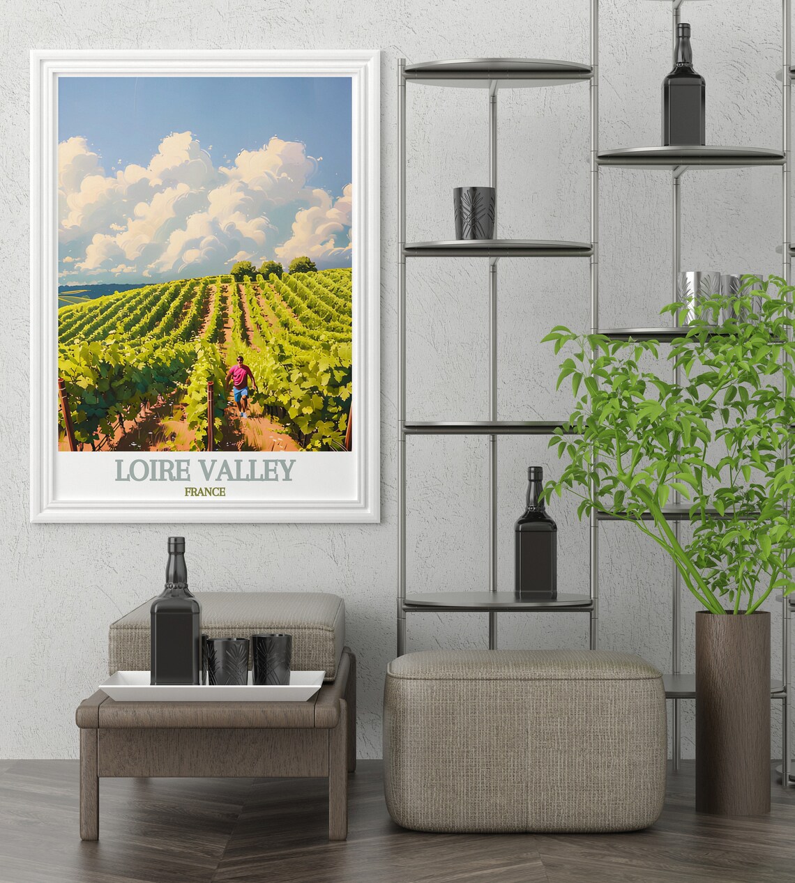 Loire Valley France Sunlit Vineyard Hills Summer Wine Poster - Image 2