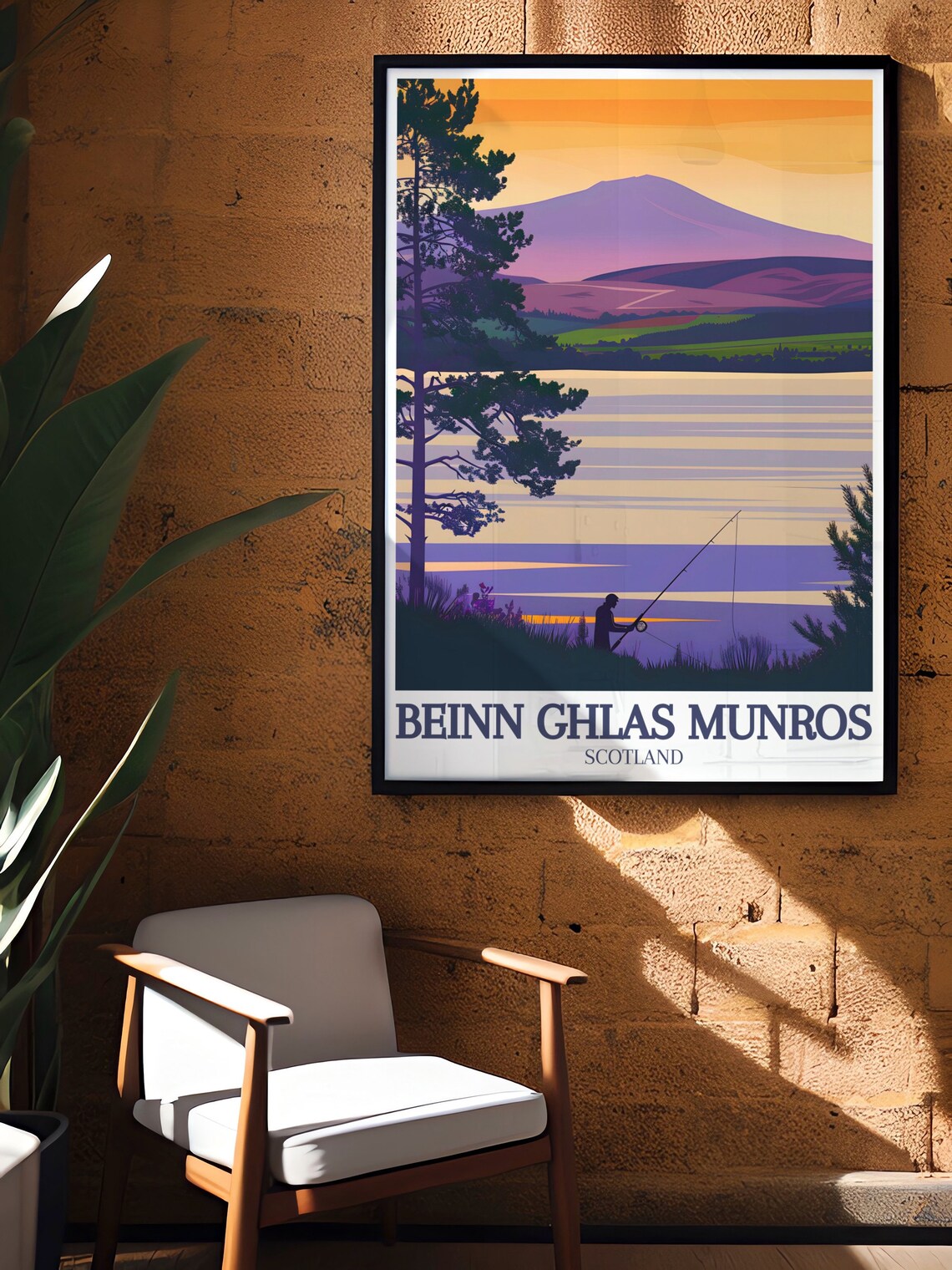 Beinn Ghlas Munros Loch Tay Fisherman Sunset Scotland Poster - Image 2
