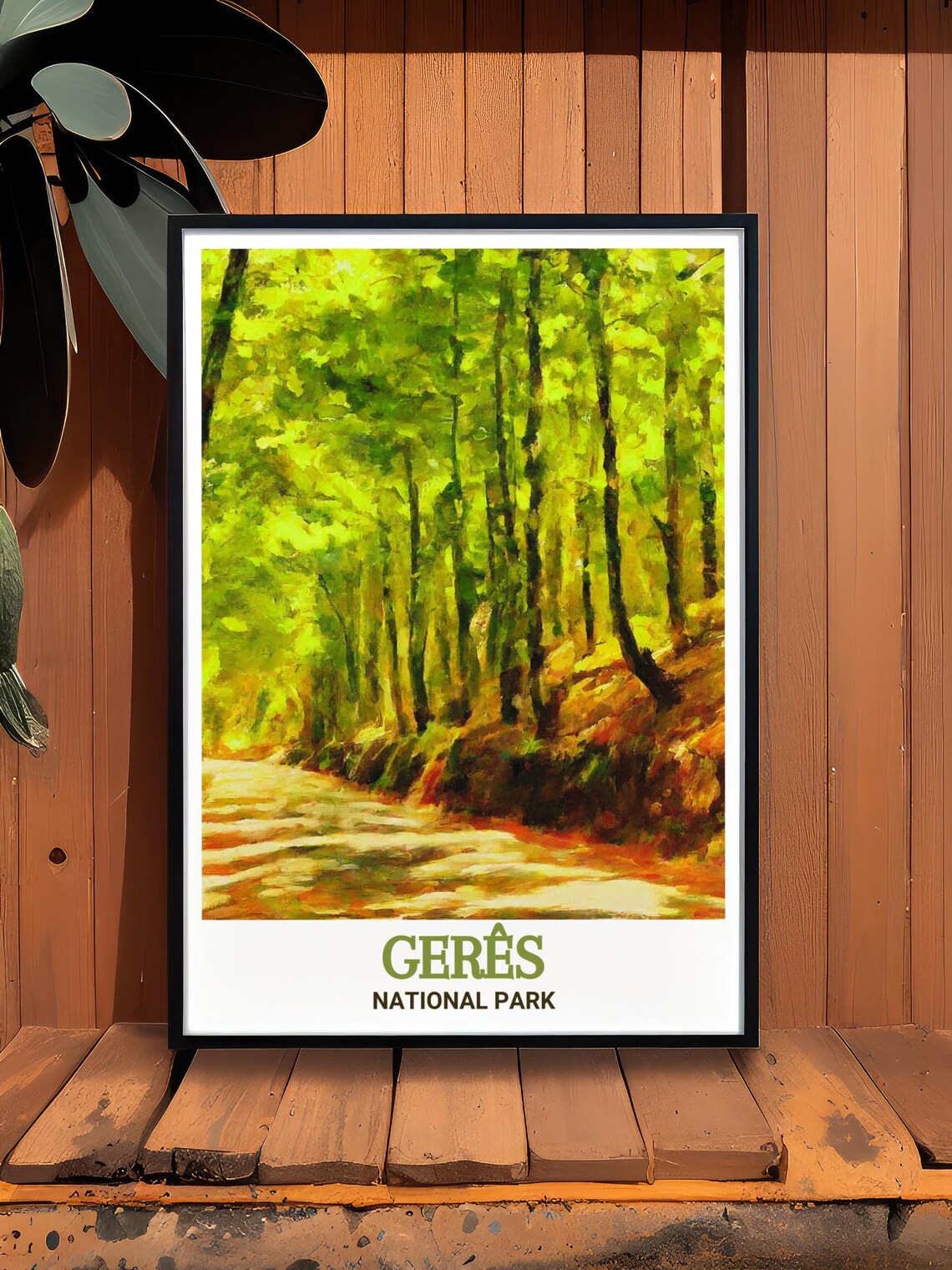 Geres National Park Poster Sunlit Forest Path Watercolor Woodland Art - Image 2