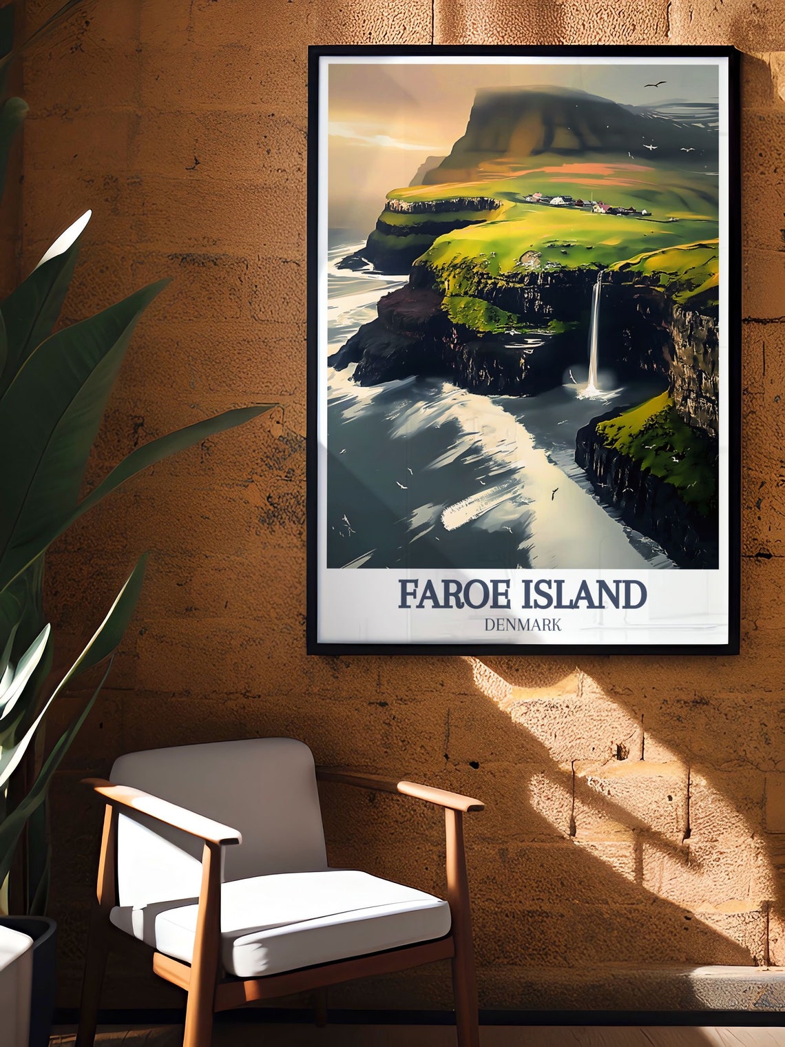 Faroe Islands Mulafossur Waterfall Gadalur Village Cliffs Poster - Image 3