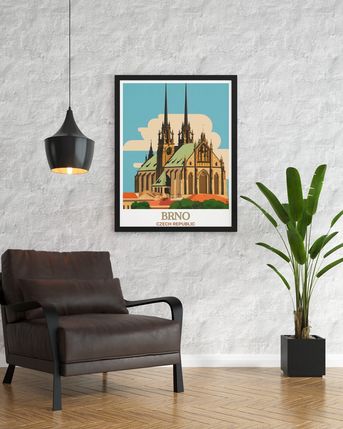 Brno Cathedral of St Peter and Paul Gothic Spires Czech Poster - Image 3