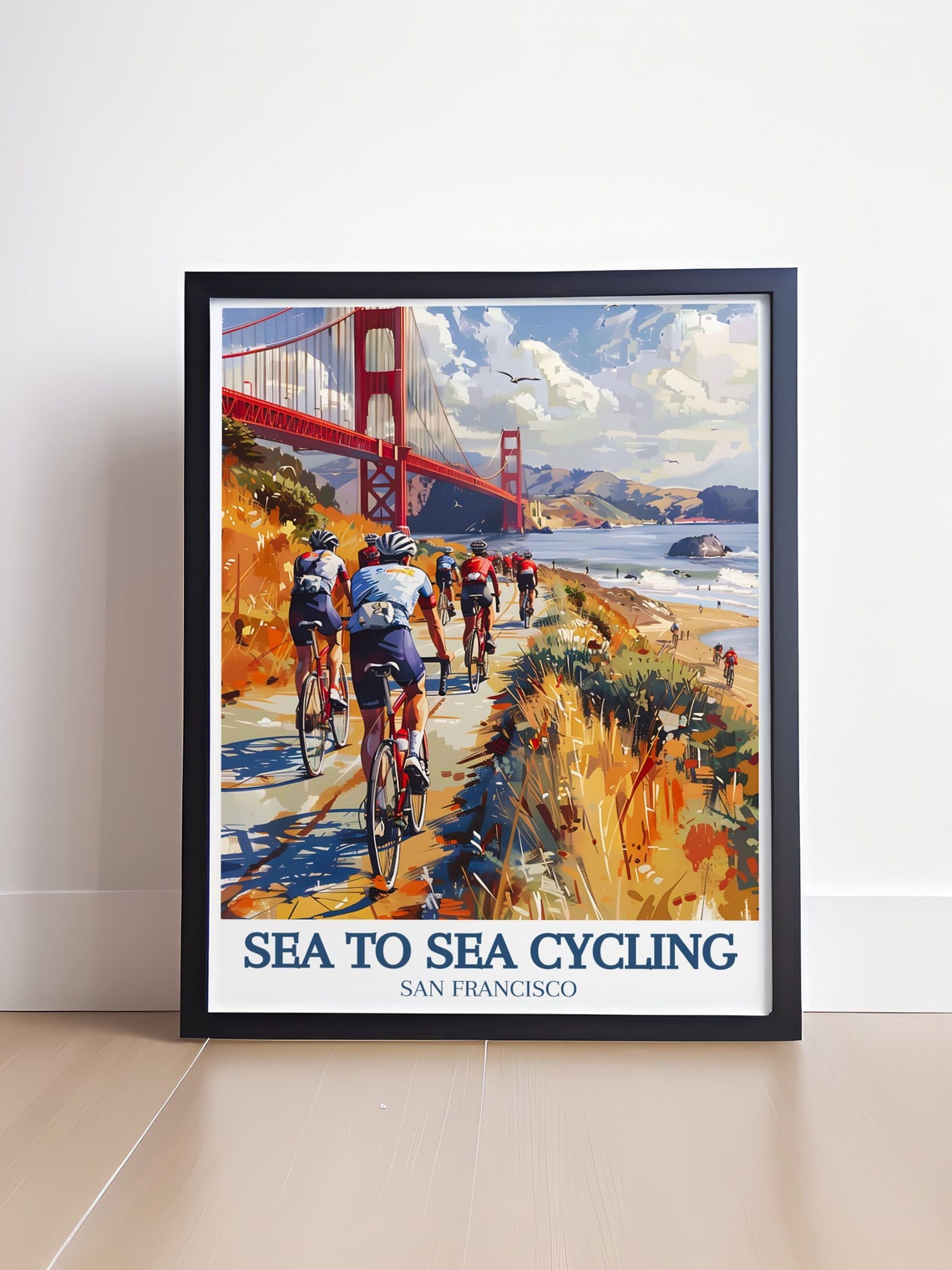Sea to Sea Cycling Golden Gate Bridge San Francisco Artwork Poster - Image 4