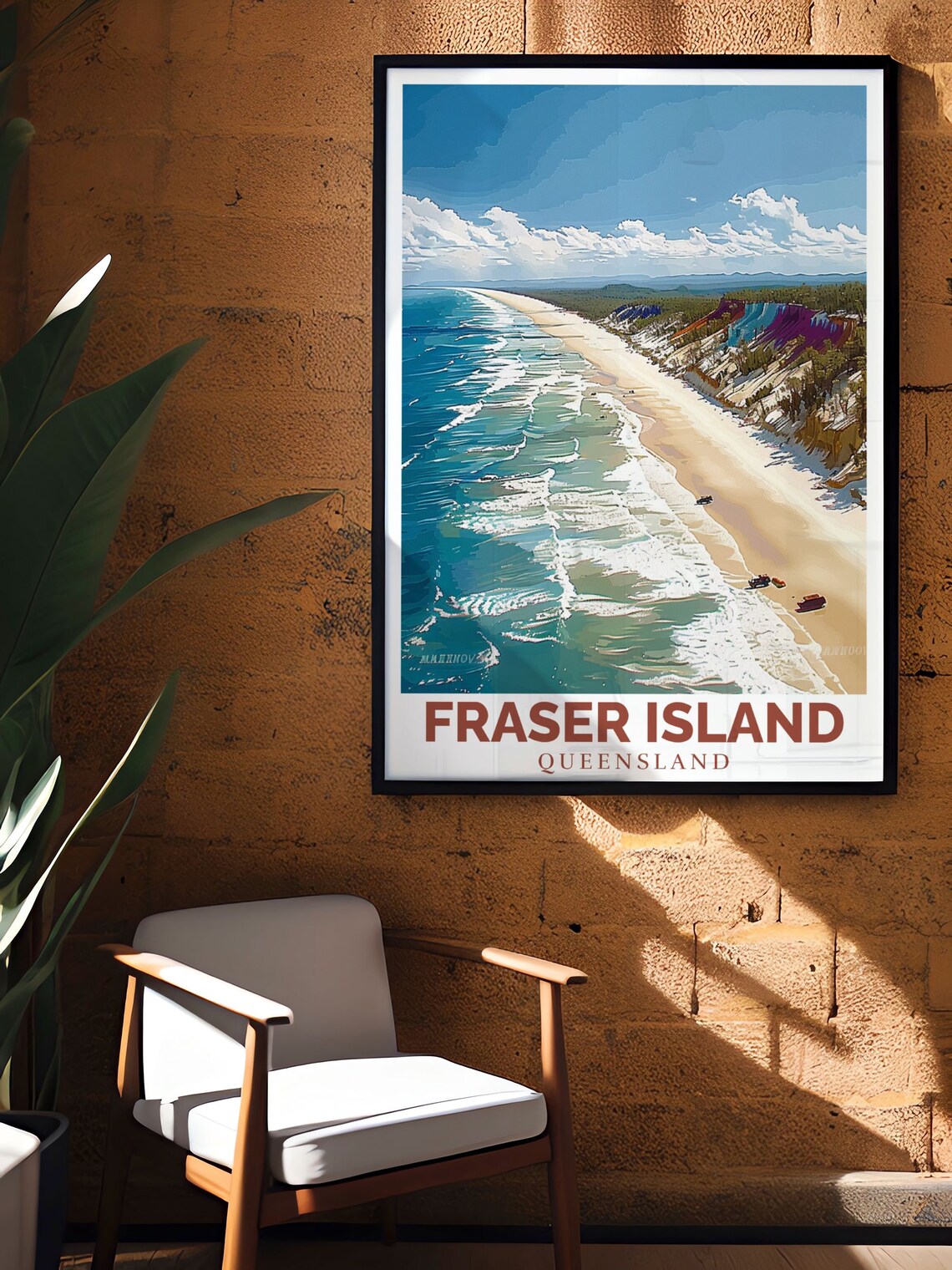 Fraser Island 75 Mile Beach Aerial View Queensland Coast Poster - Image 2