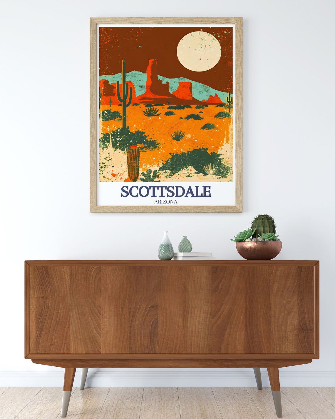 Scottsdale Arizona Desert Sunset Landscape with Saguaro Cacti Poster - Image 2