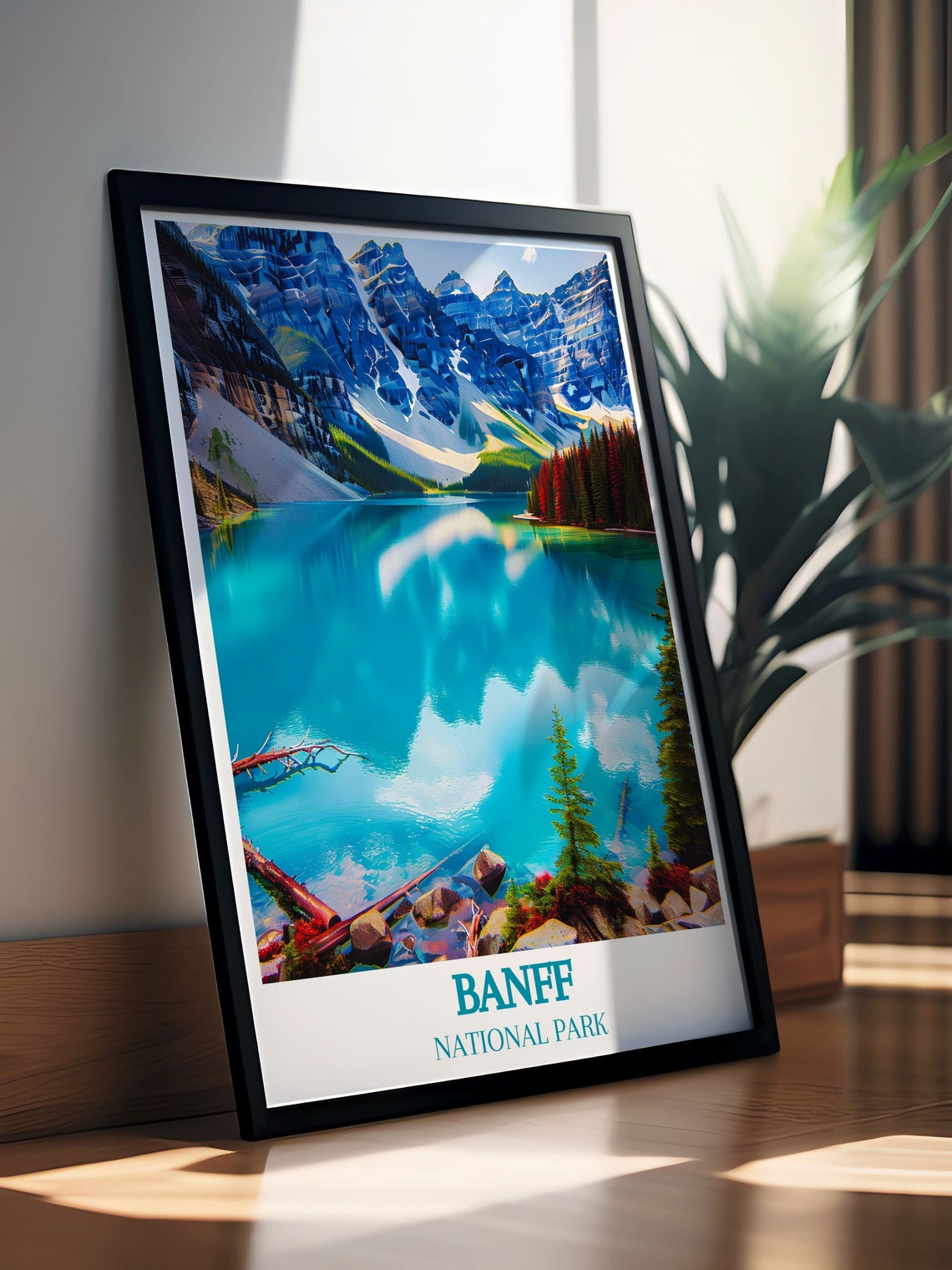 Banff National Park Moraine Lake Mirror Reflection Travel Poster - Image 3
