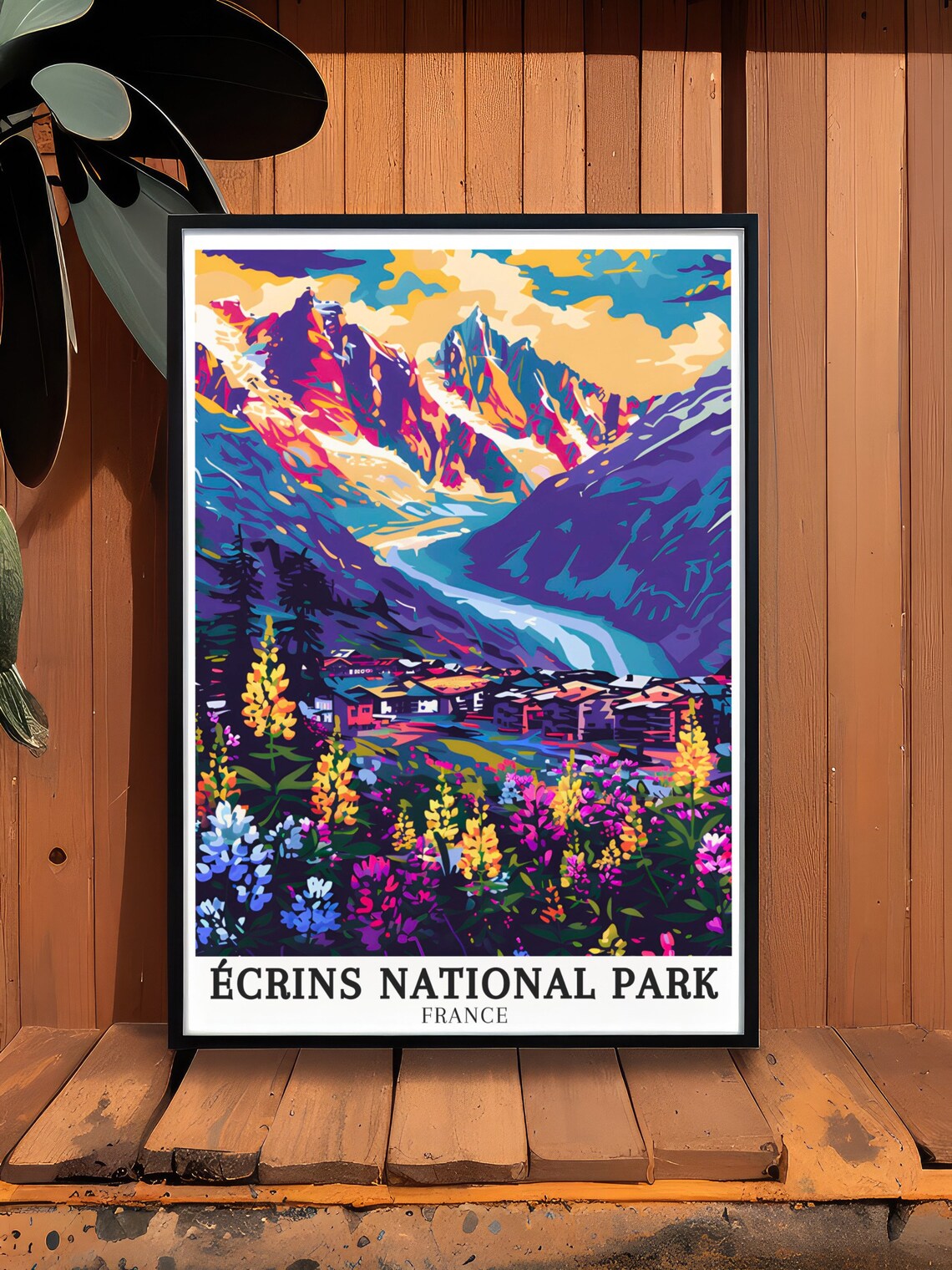 Écrins National Park France Alpine Village Wildflowers Poster - Image 3