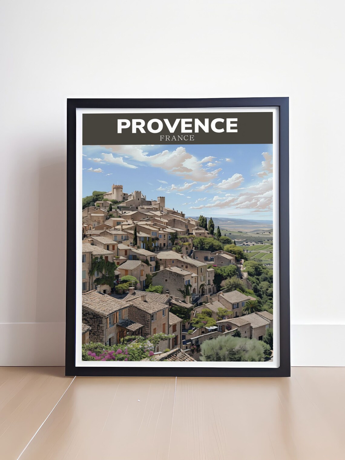 Provence France Hilltop Stone Village Panoramic Travel Poster - Image 4