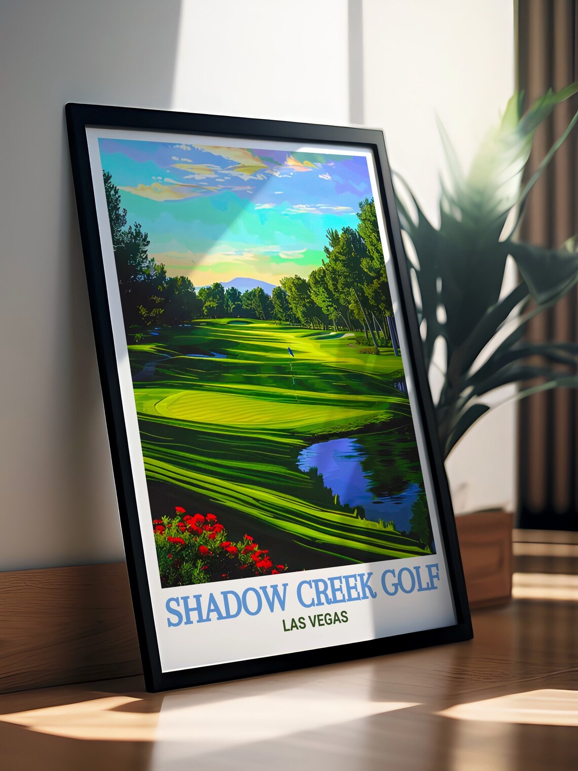 Shadow Creek Golf Las Vegas Sunset Fairway Water View Travel Poster - Image 3