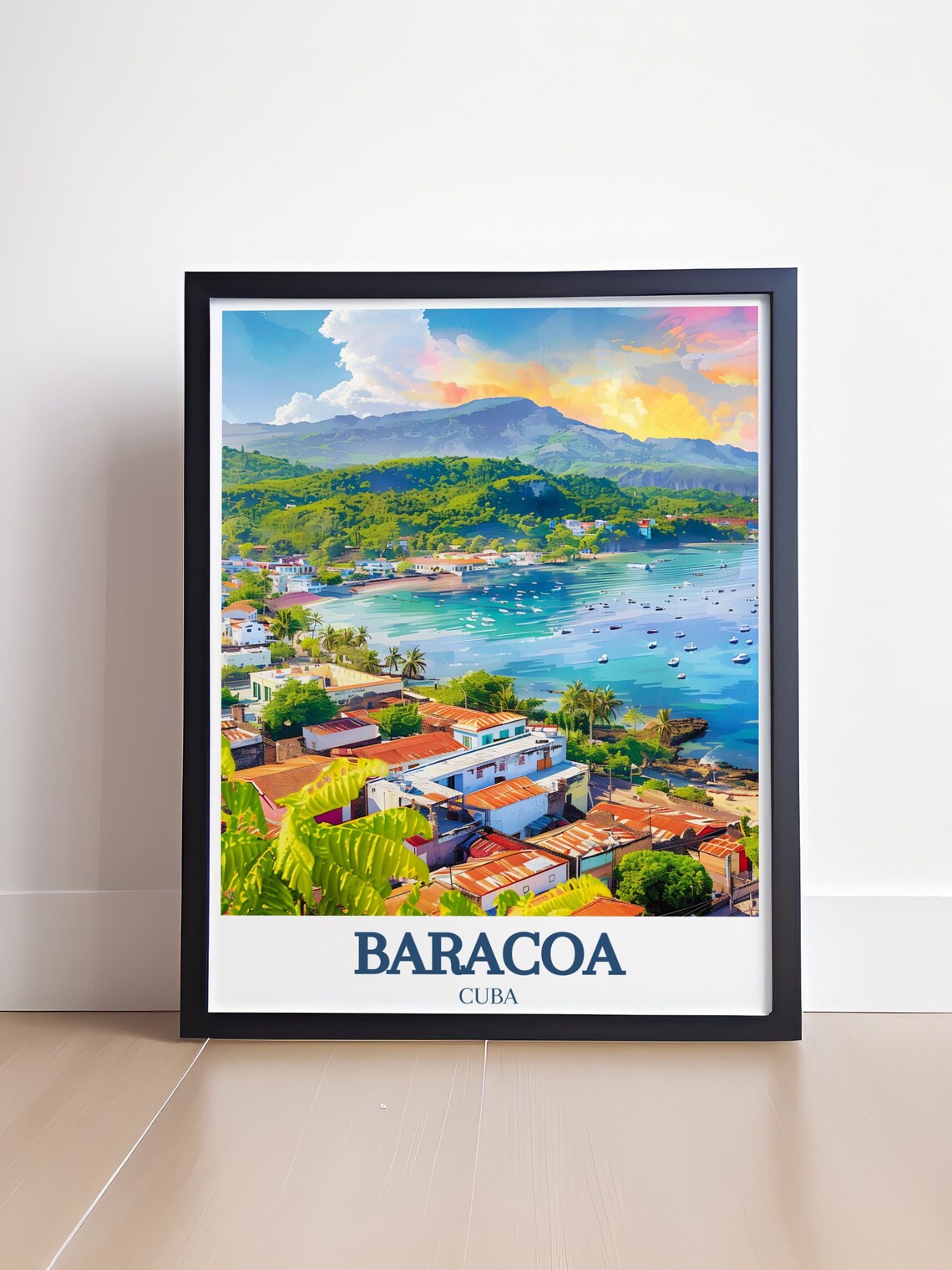 Baracoa Cuba Harbor Aerial View With Boats And Green Mountains Poster - Image 4