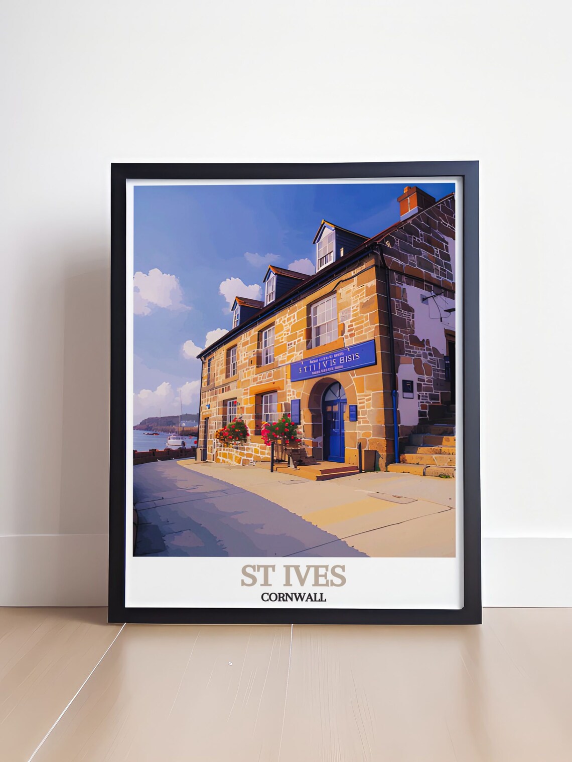 St Ives Cornwall Historic Stone Museum Building Street View Poster - Image 4