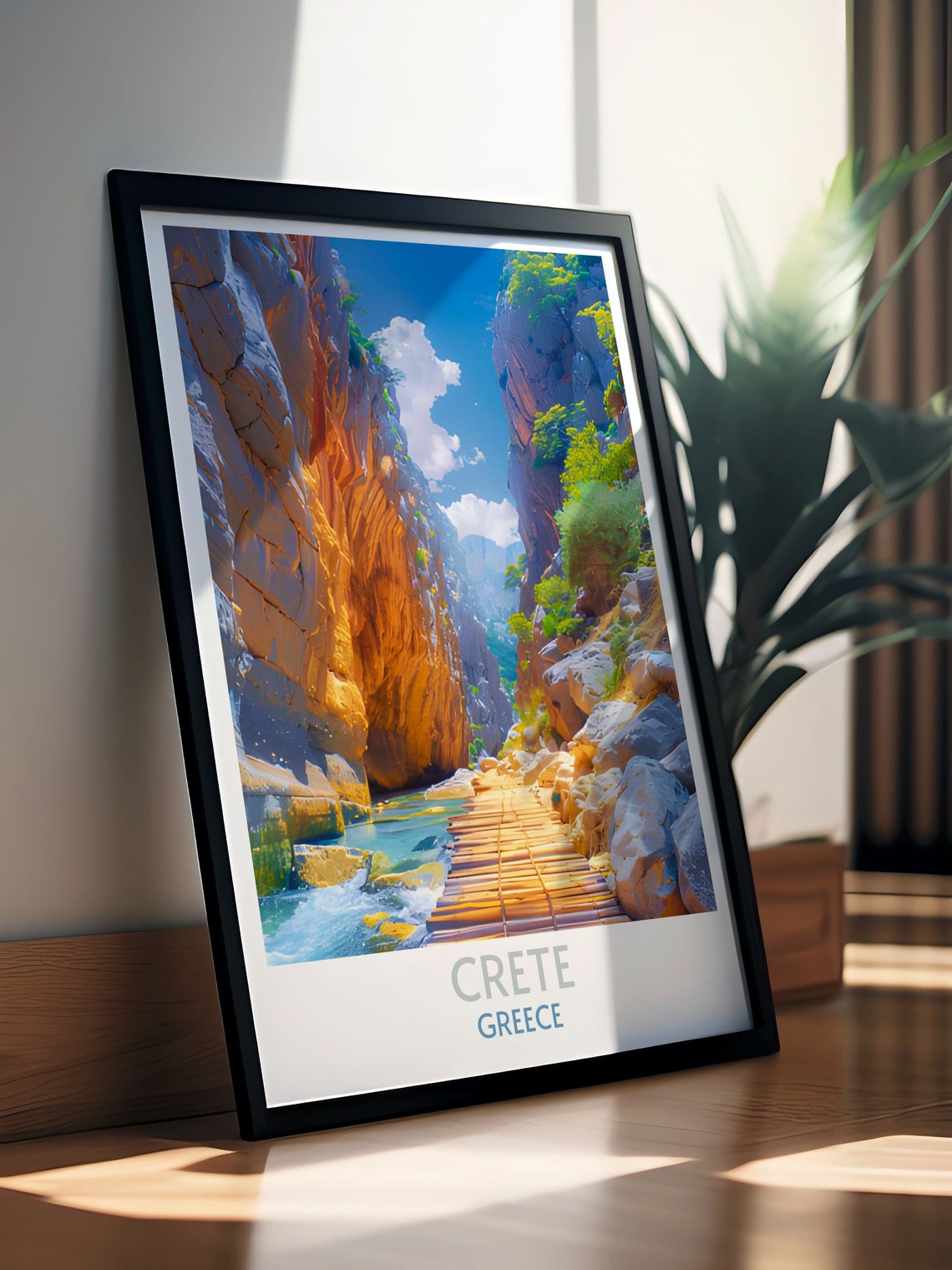 Crete Samaria Gorge Canyon Walkway Adventure Greece Travel Poster - Image 2
