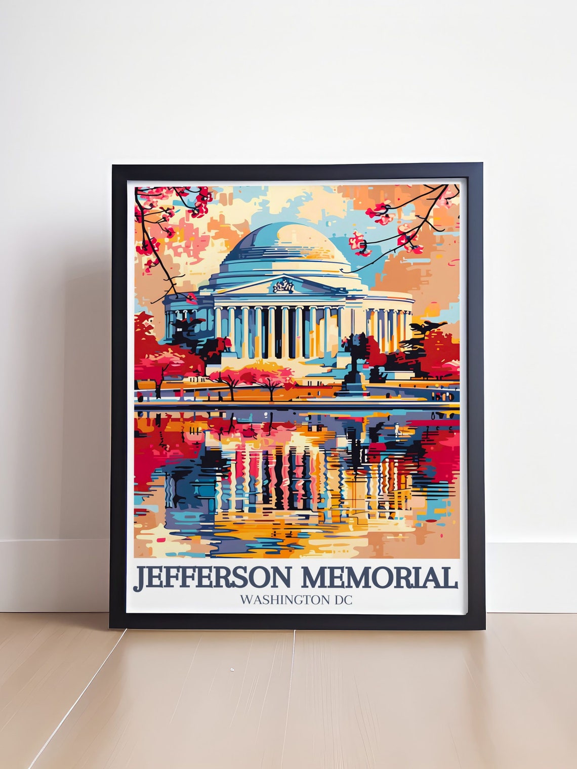 Jefferson Memorial Cherry Blossom Water Reflection DC Art Poster - Image 4