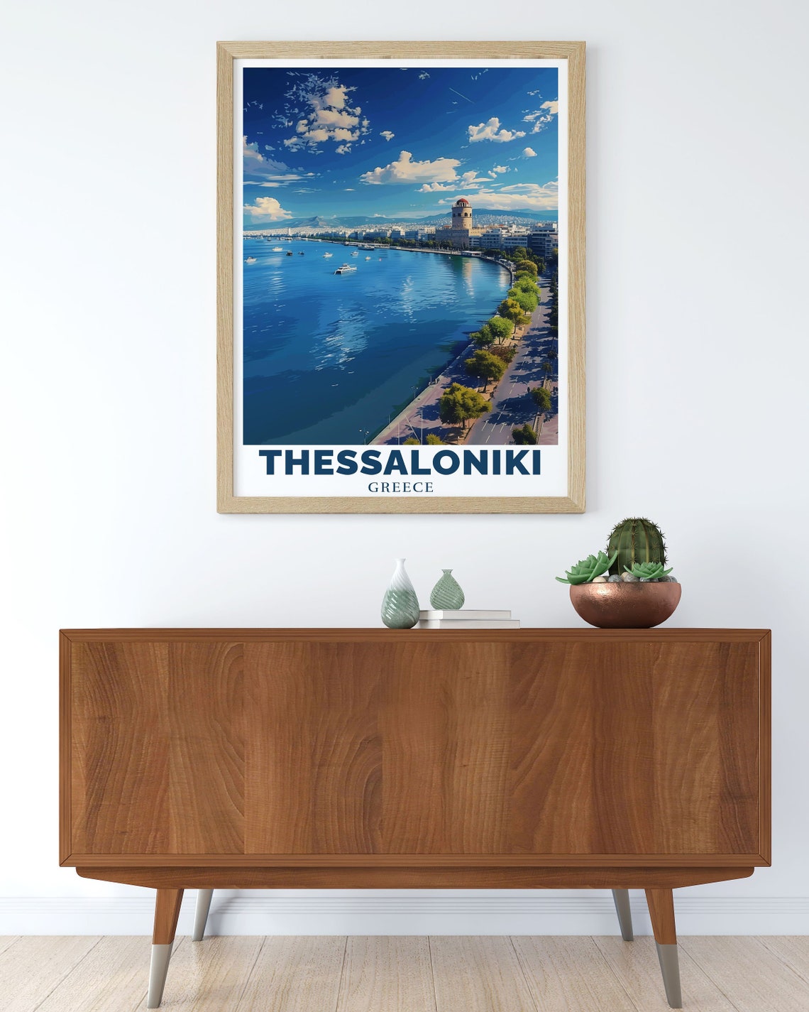 Thessaloniki Waterfront White Tower Boats Greece Travel Poster - Image 2