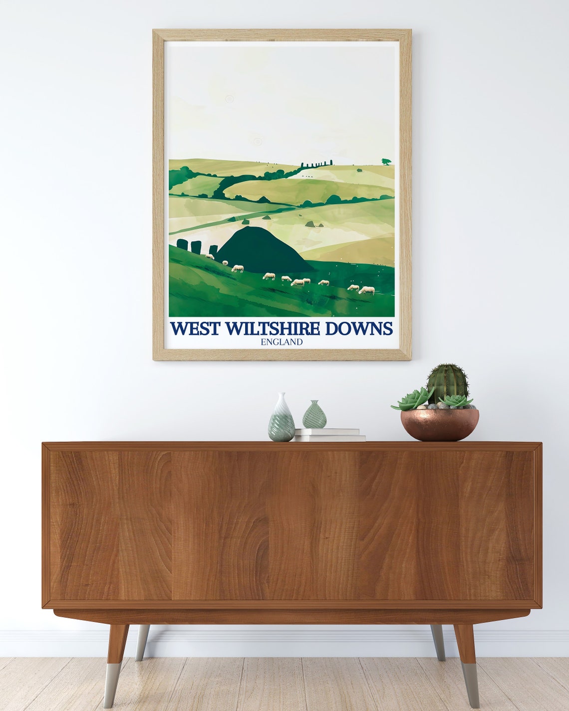West Wiltshire Downs England Sheep Pasture Rolling Green Hills Poster - Image 2